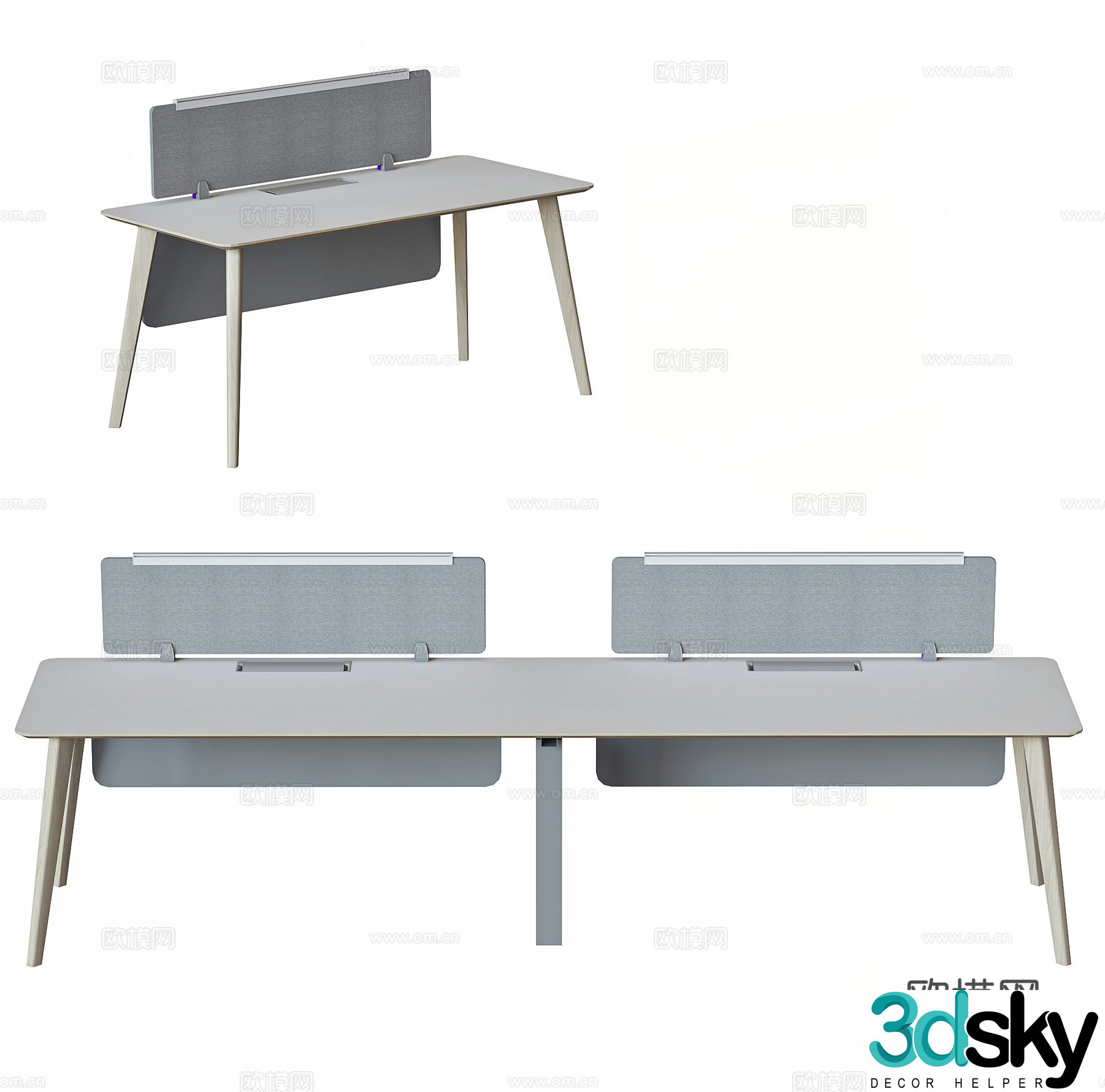 Modern office desk staff desk work station staff position strip table desk screen screen 3D model