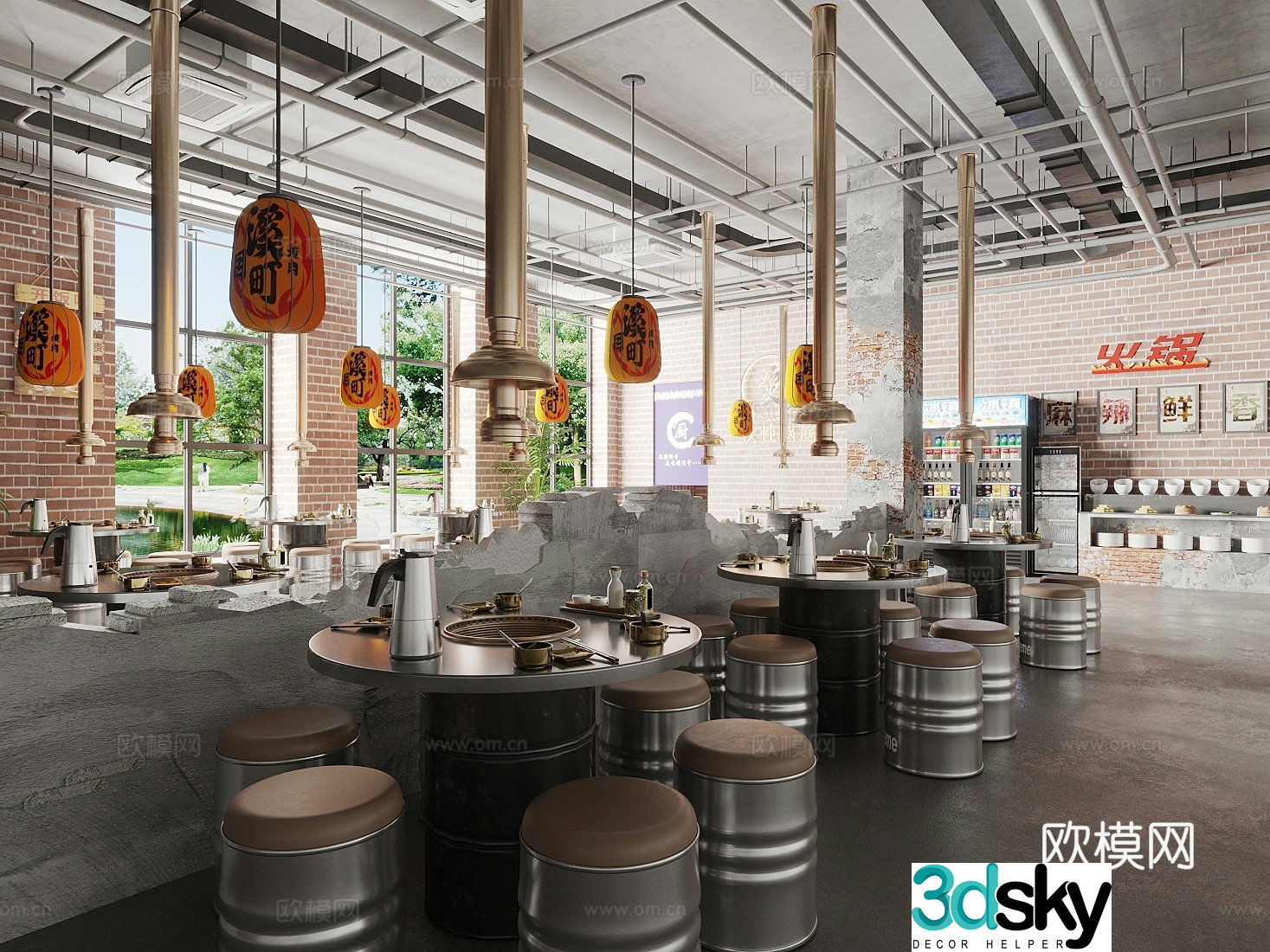 Modern barbecue restaurant barbecue restaurant 3d model