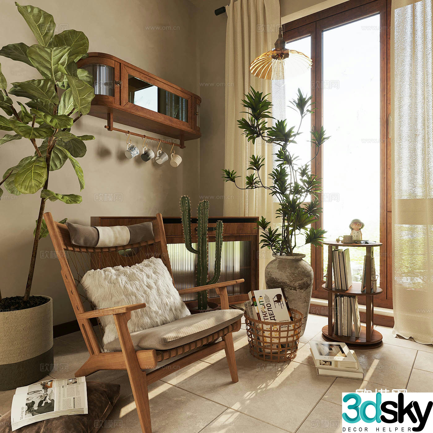 Medium style leisure chair Medium style decoration cabinet Solid wood single chair Warehouse Storage cabinet Medium style side cabinet 3D model