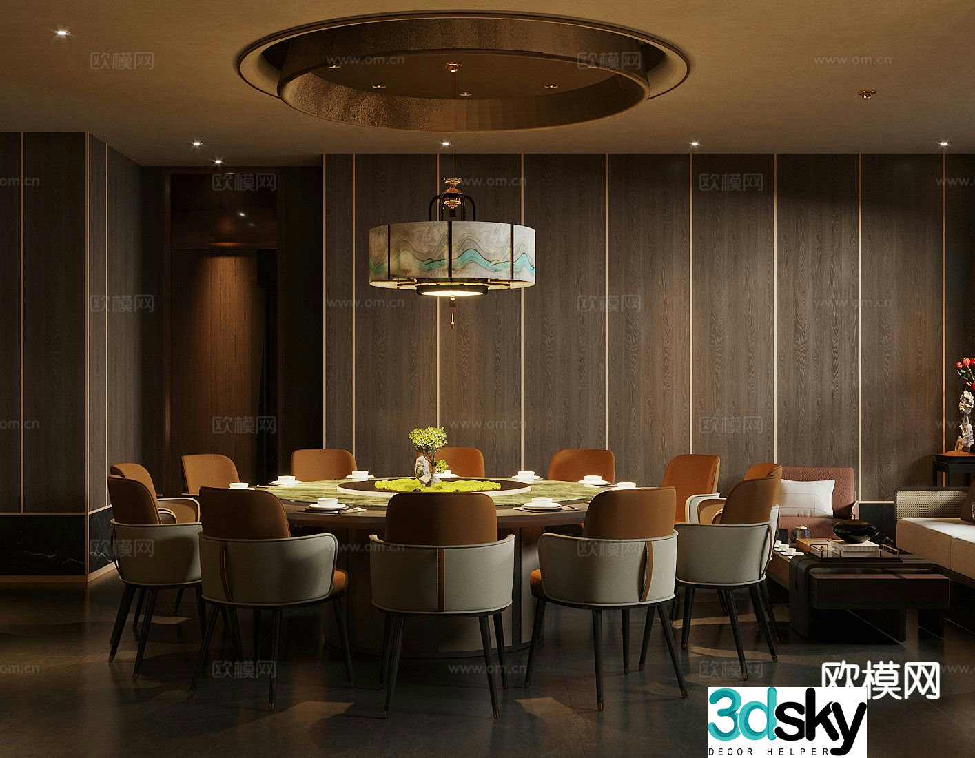 New Chinese-style private room reception private room 3D model