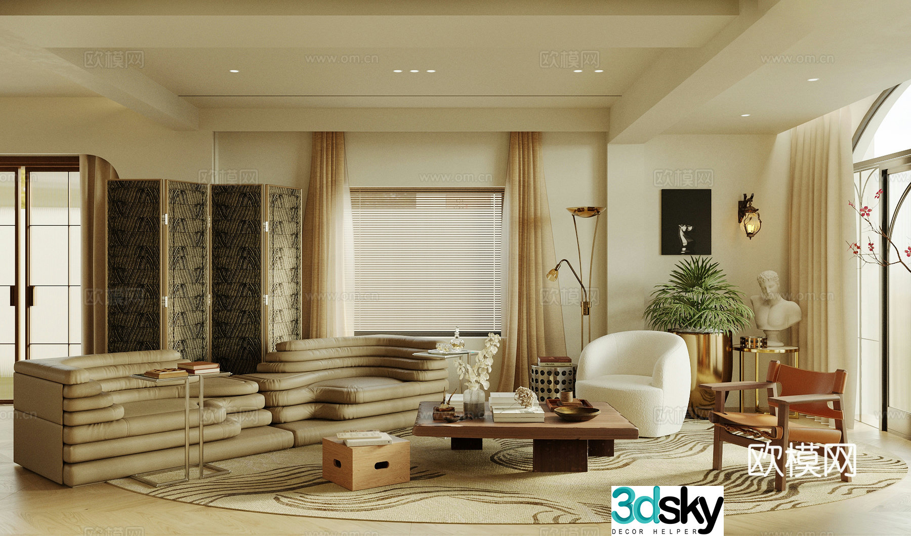 Middle-aged living room 3d model