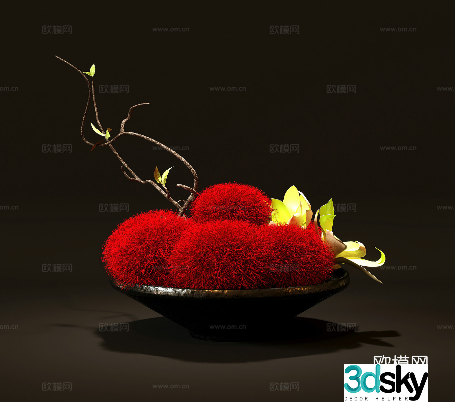 Green plant potted plant 3D model