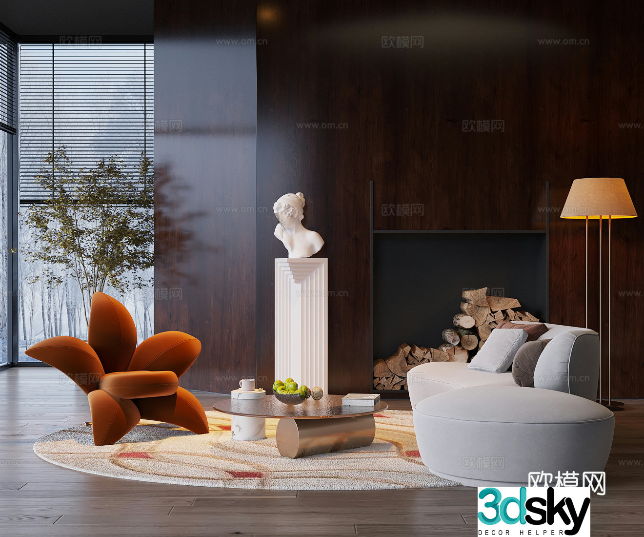 Medium style single sofa sofa coffee table combination leisure chair casual sofa negotiation table and chair 3D model