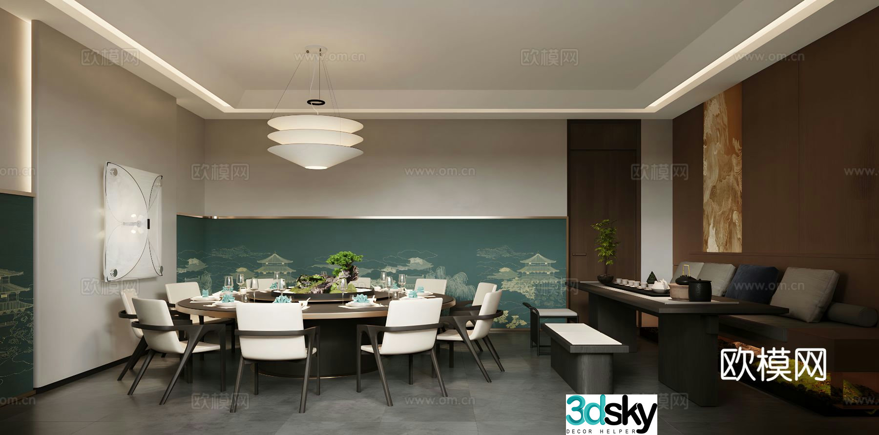 Chinese restaurant private room 3D model