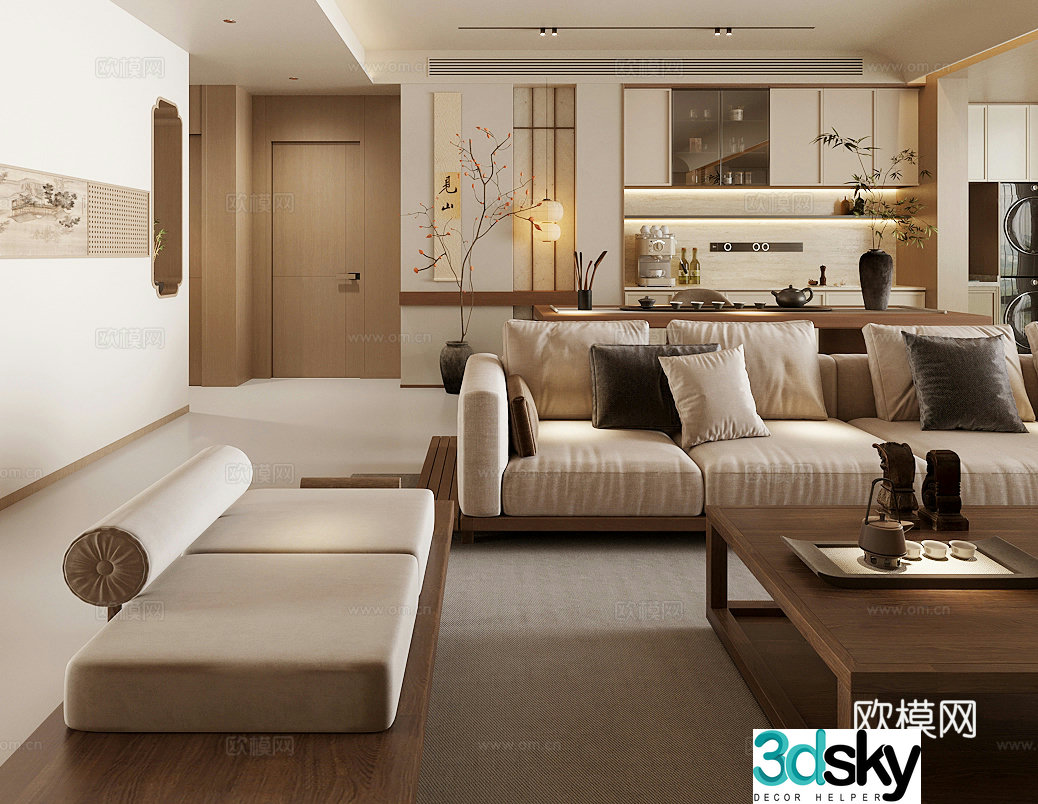 Middle style living room Song style aesthetic 3D model