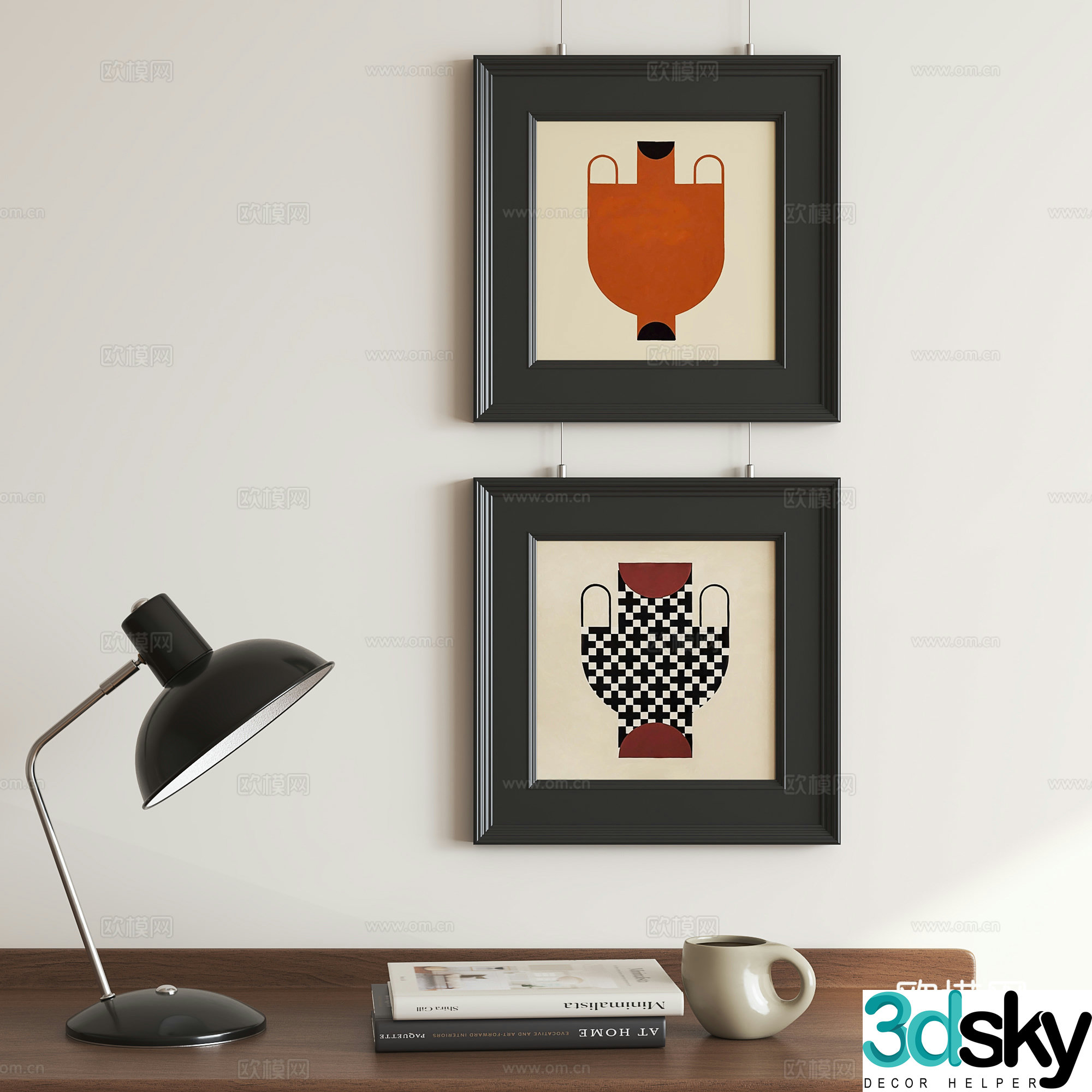 Modern medieval abstract hanging painting 3d model