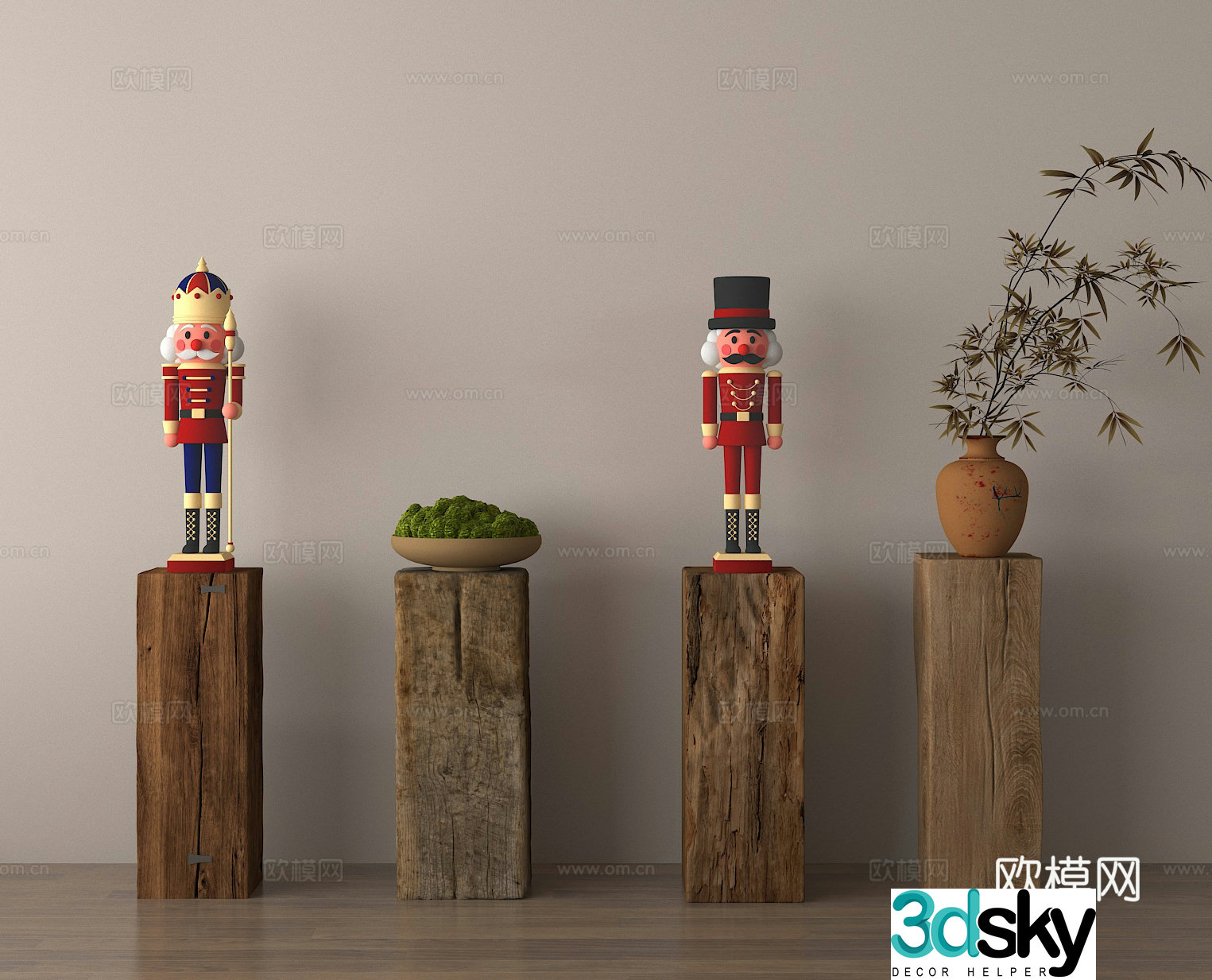 Flowers dolls ornaments flower art clay pot 3d model