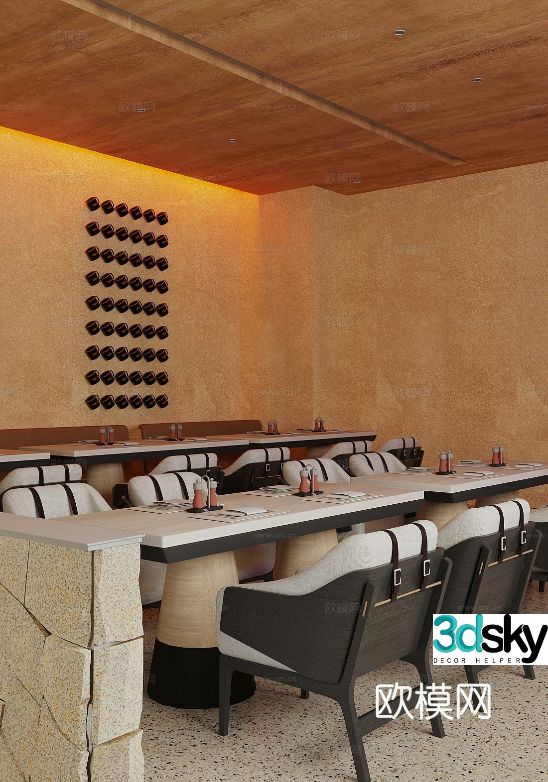 Modern dining table and chair combination Western restaurant dining table and chair combination 3D model