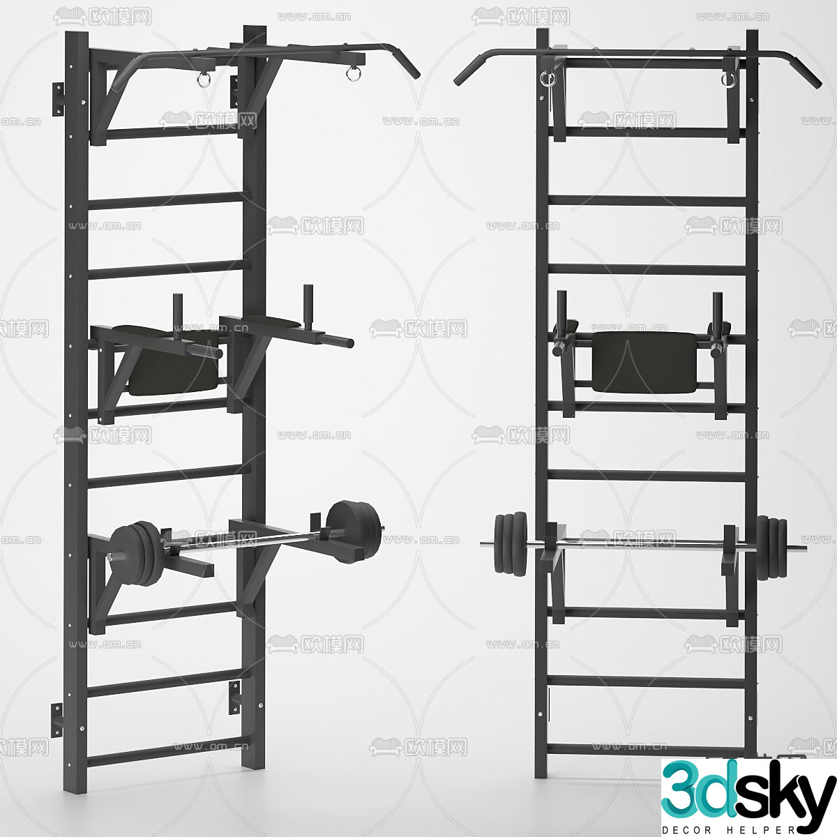 Fitness equipment pull-ups shelf 3d model