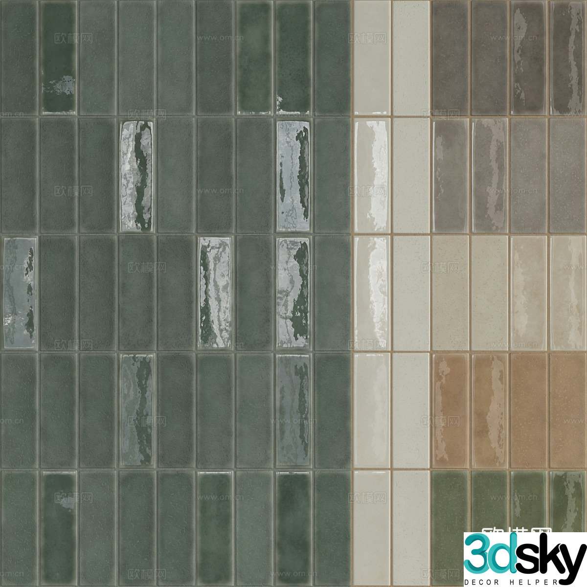 New Chinese style ceramic tiles flower tiles mosaic antique tiles 3d model