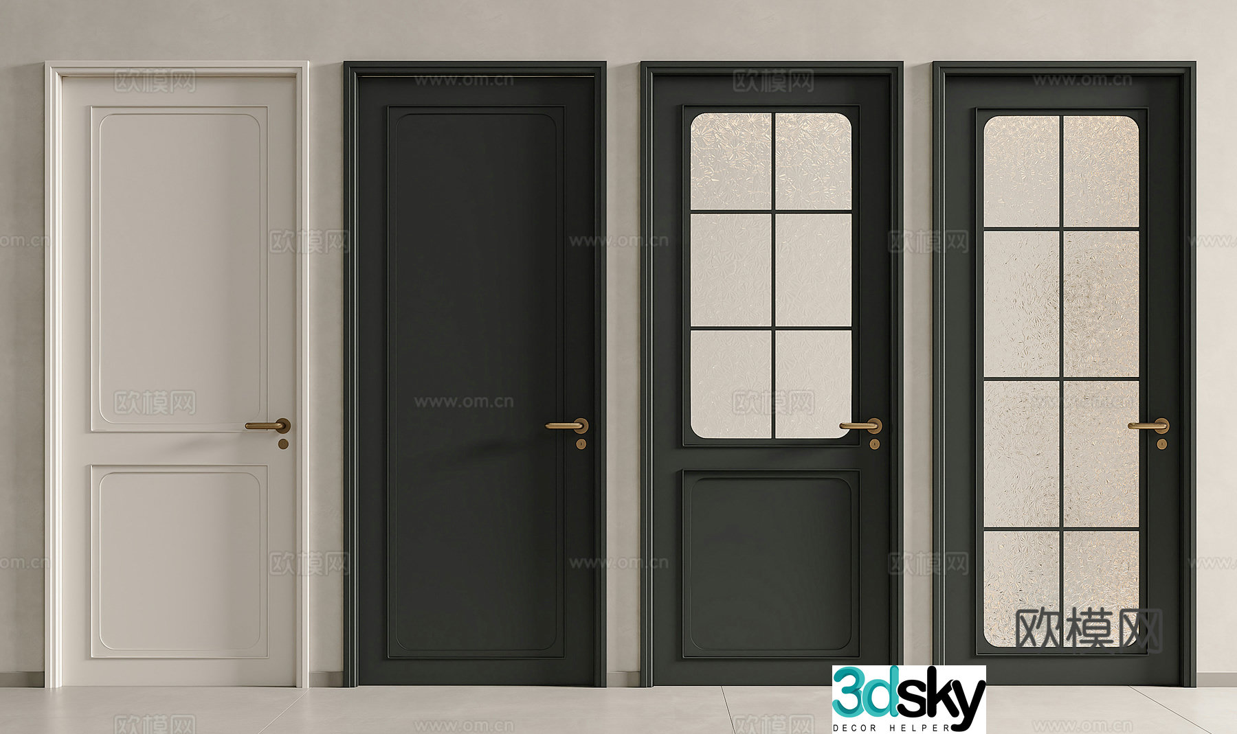 French medieval single-open door French door French glass door Room door Bedroom door Carved glass door 3D model