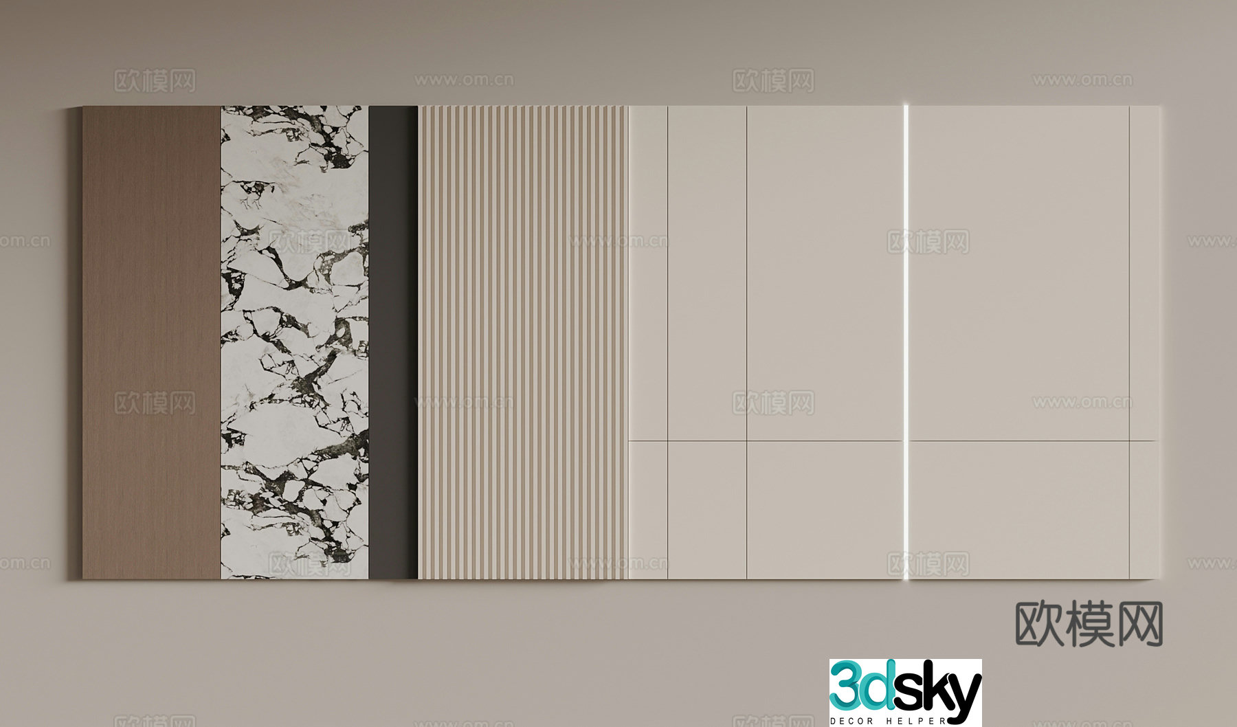 Modern sofa background wall 3d model