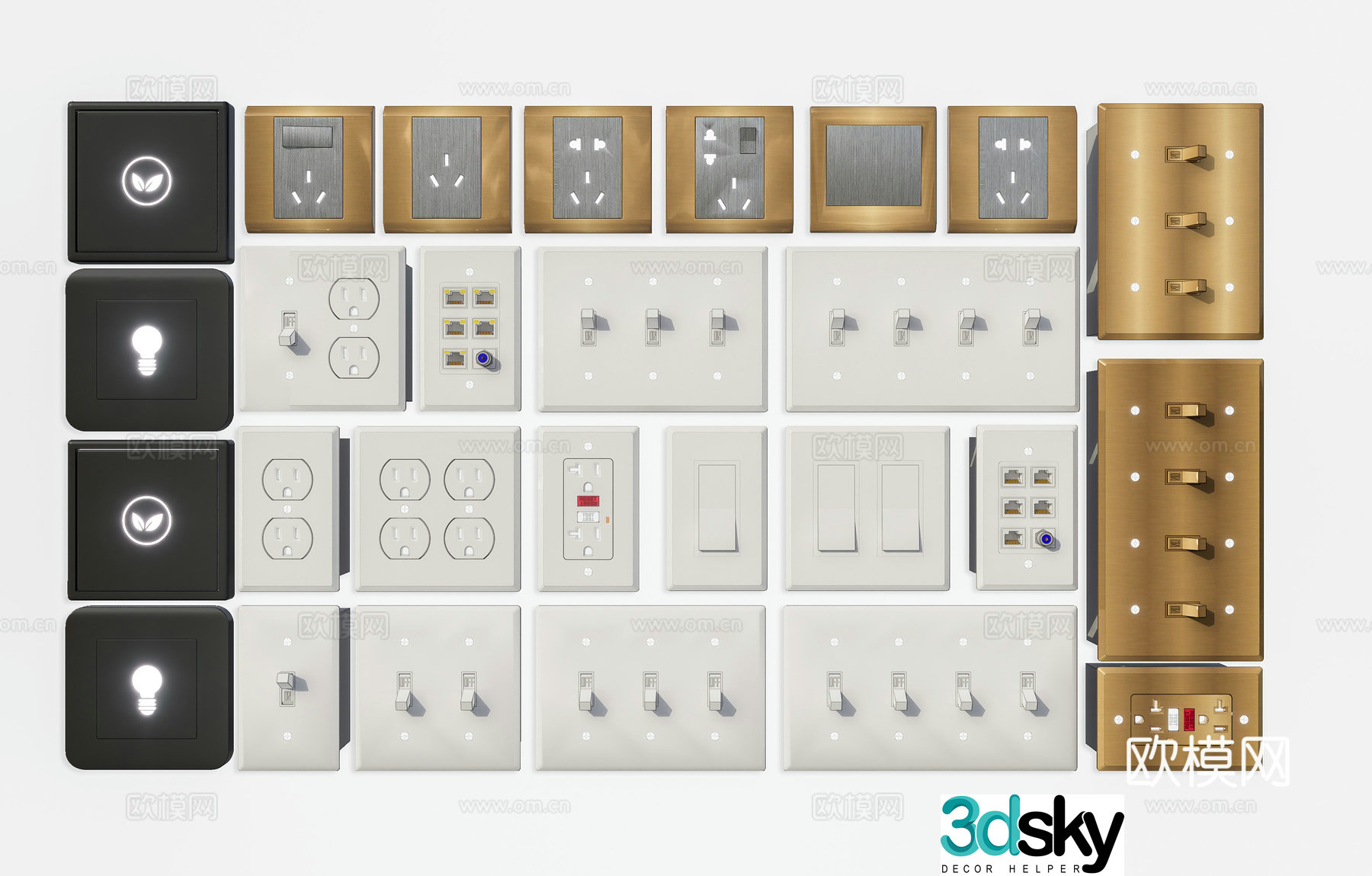 Modern switch socket panel Switch button panel Minimalist switch panel Creative switch panel 3D model
