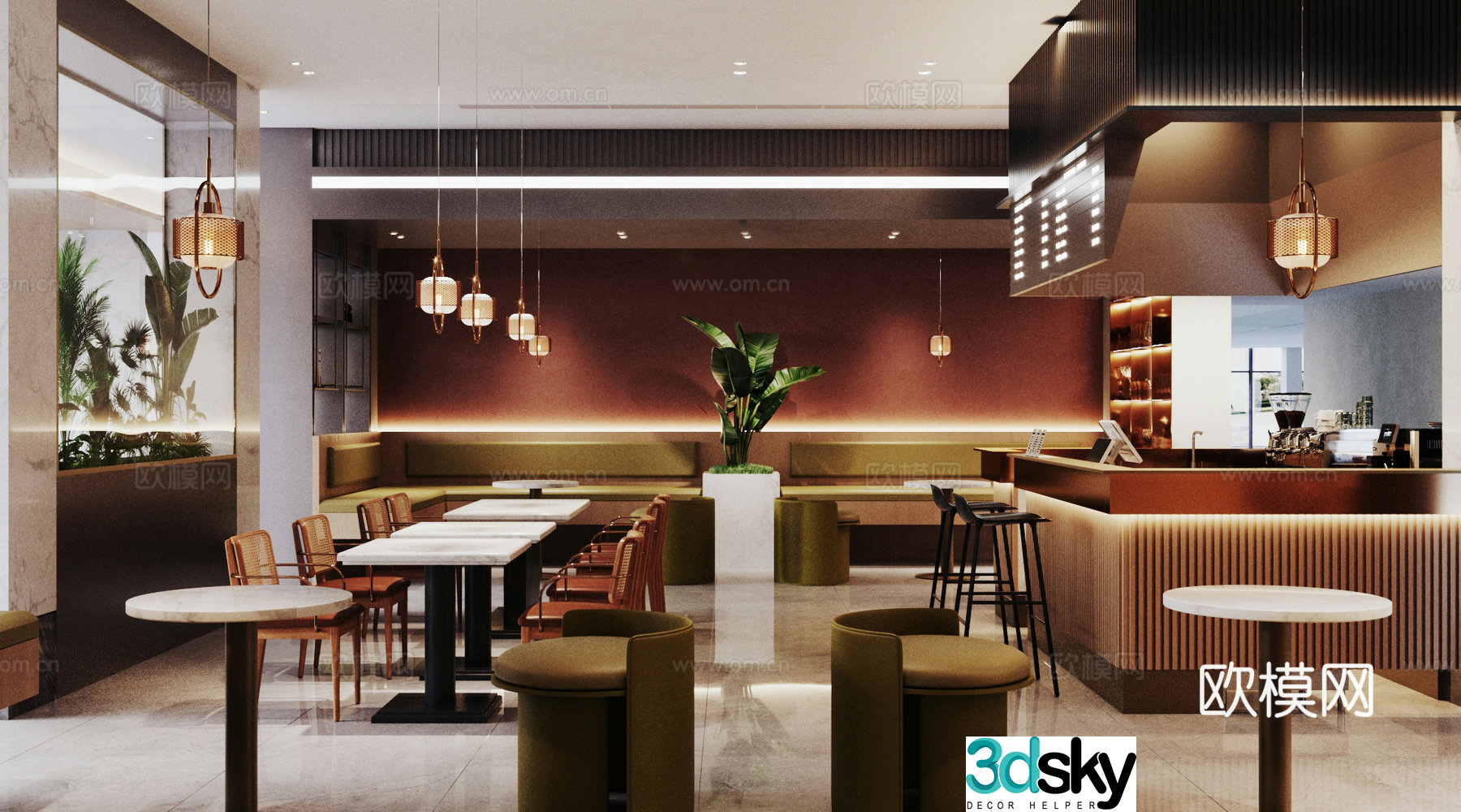 Nordic cafe coffee shop 3d model