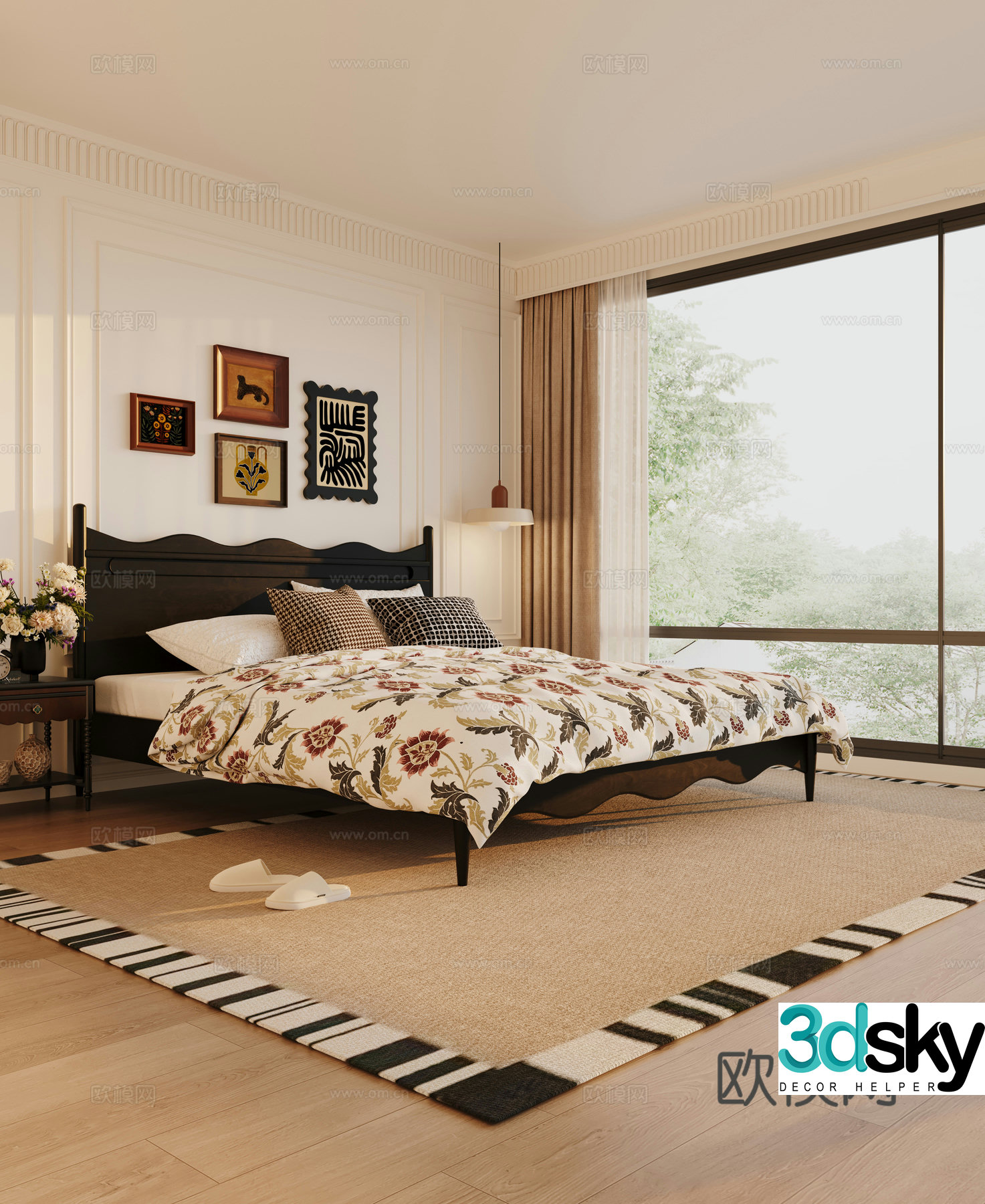 Modern French home bedroom 3d model