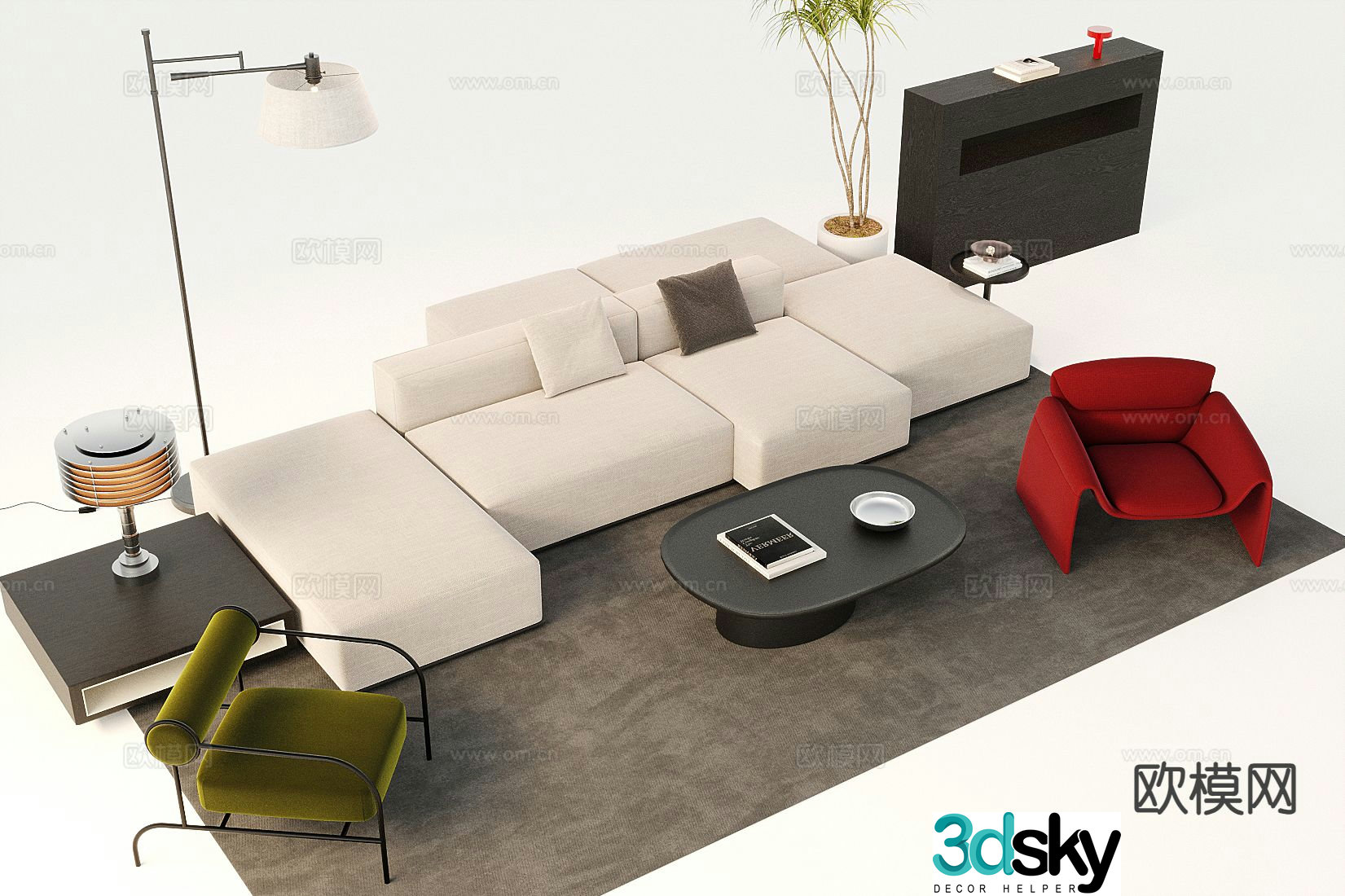 Italian sofa combination sofa 3D model