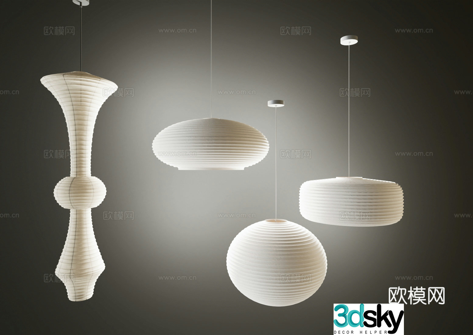 New Chinese-style small chandelier round ball chandelier 3D model