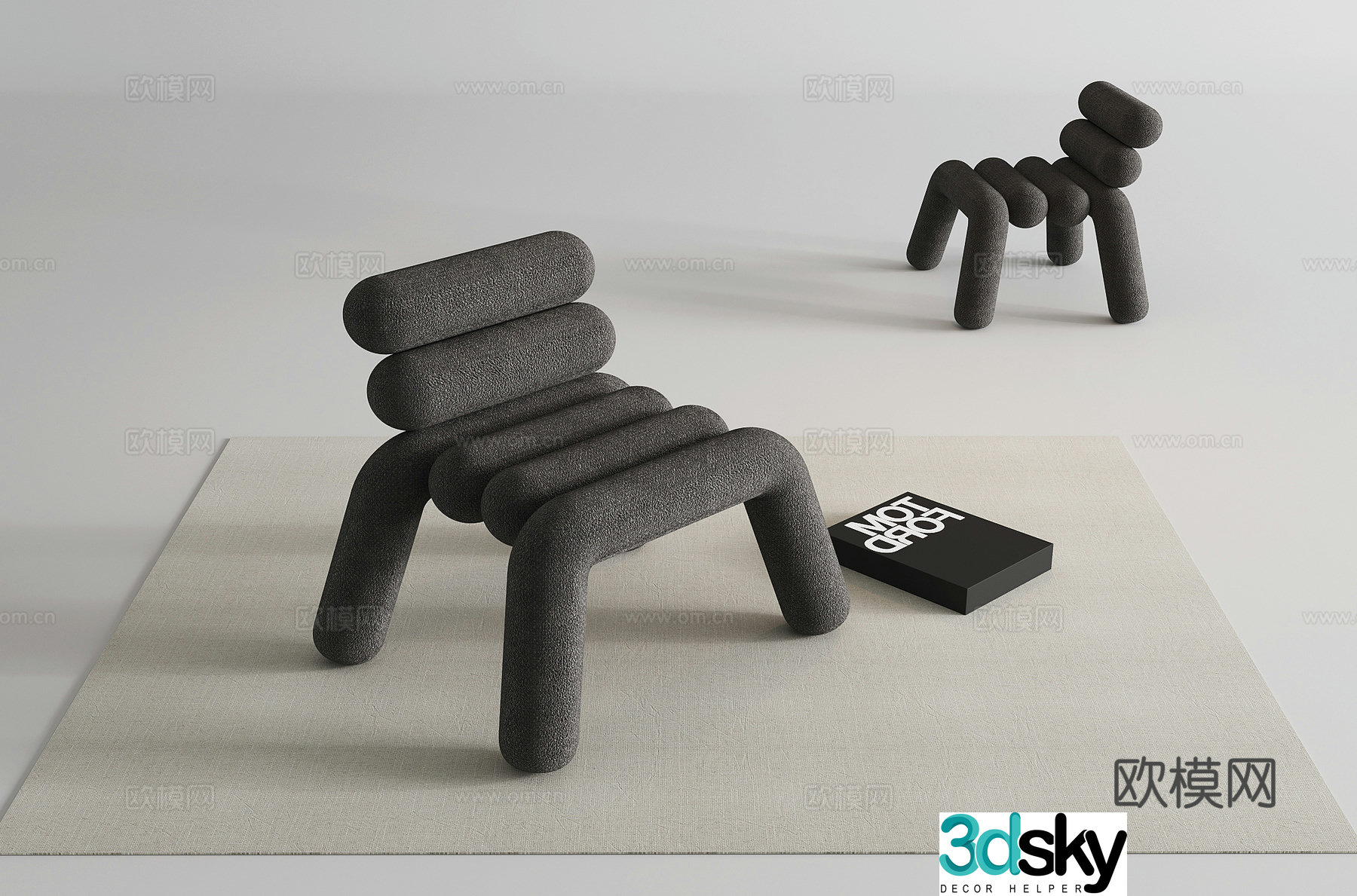 Modern leisure chair low stool shoe changing stool personalized chair single chair cloth chair 3d model