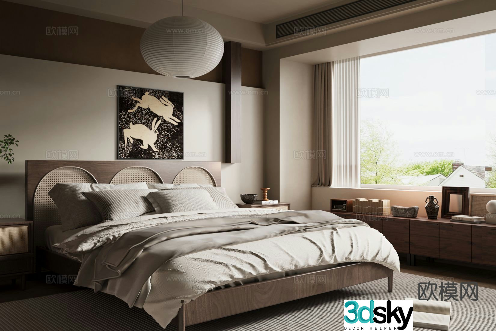 Middle-aged double bed 3D model
