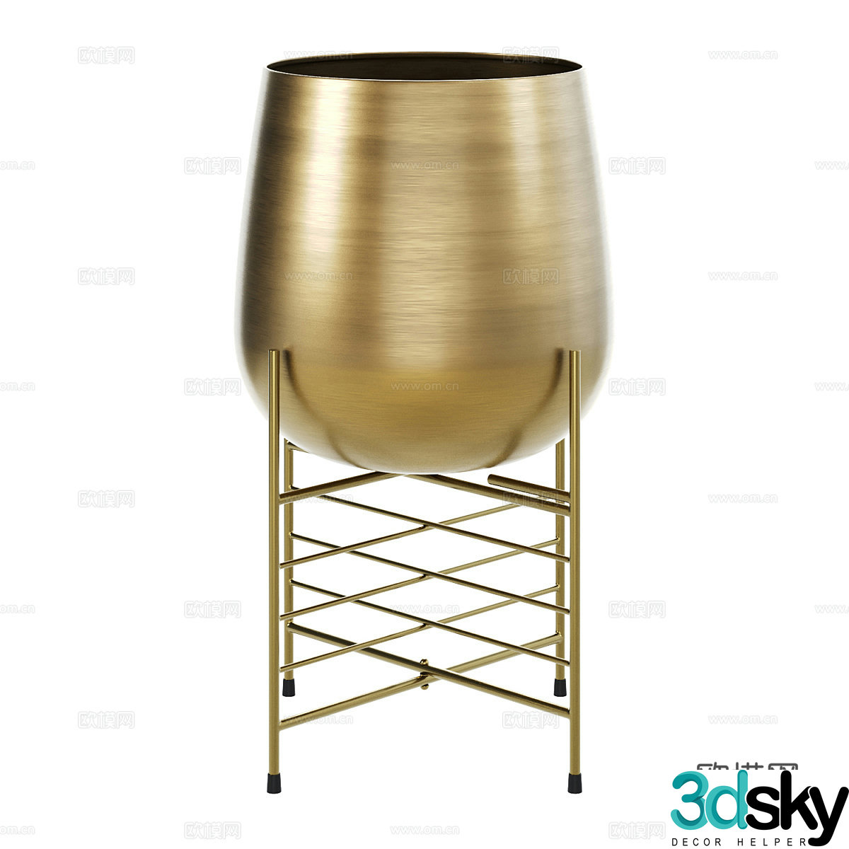 Modern light luxury metal flower pot 3d model