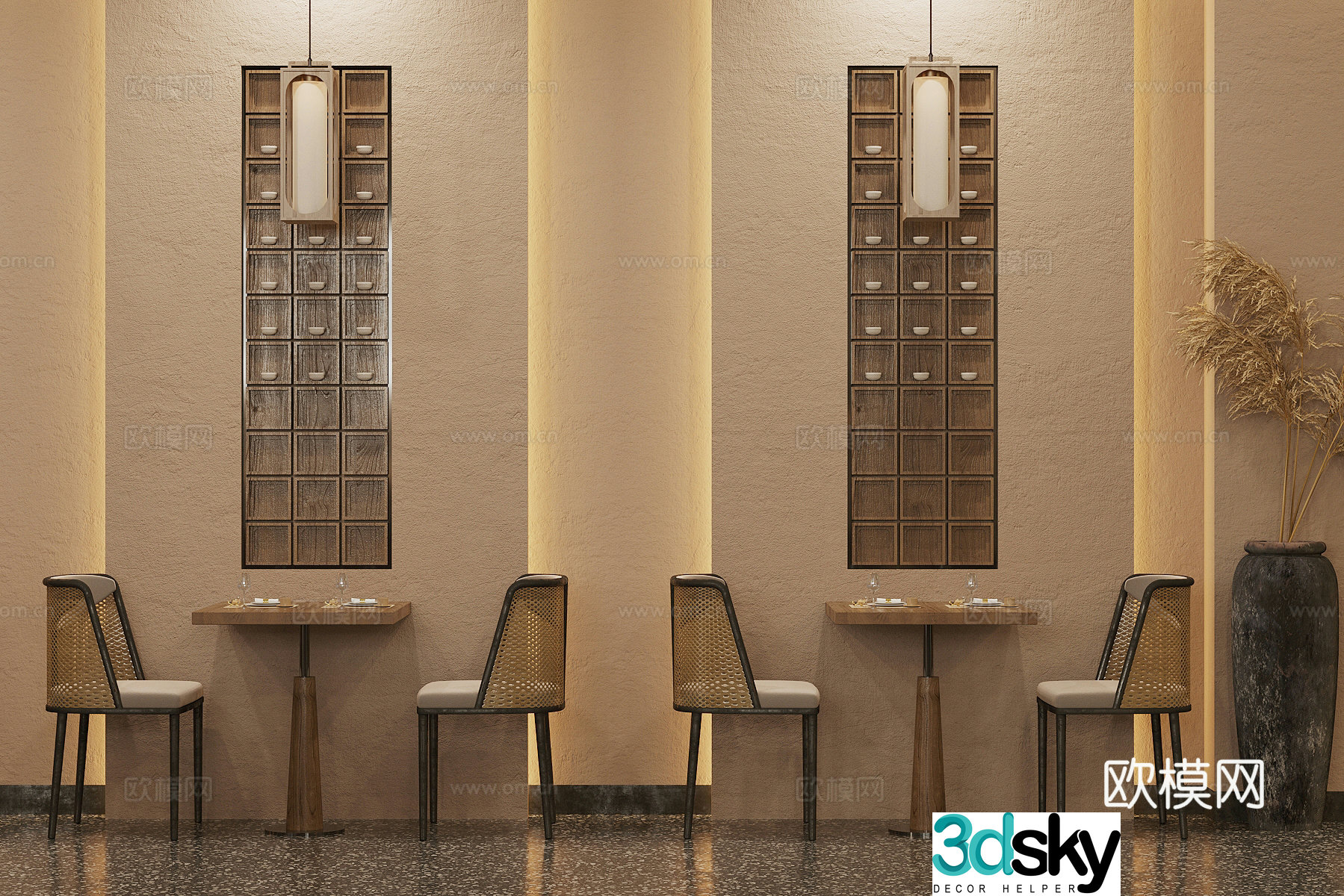 Chinese restaurant restaurant booth area 3D model