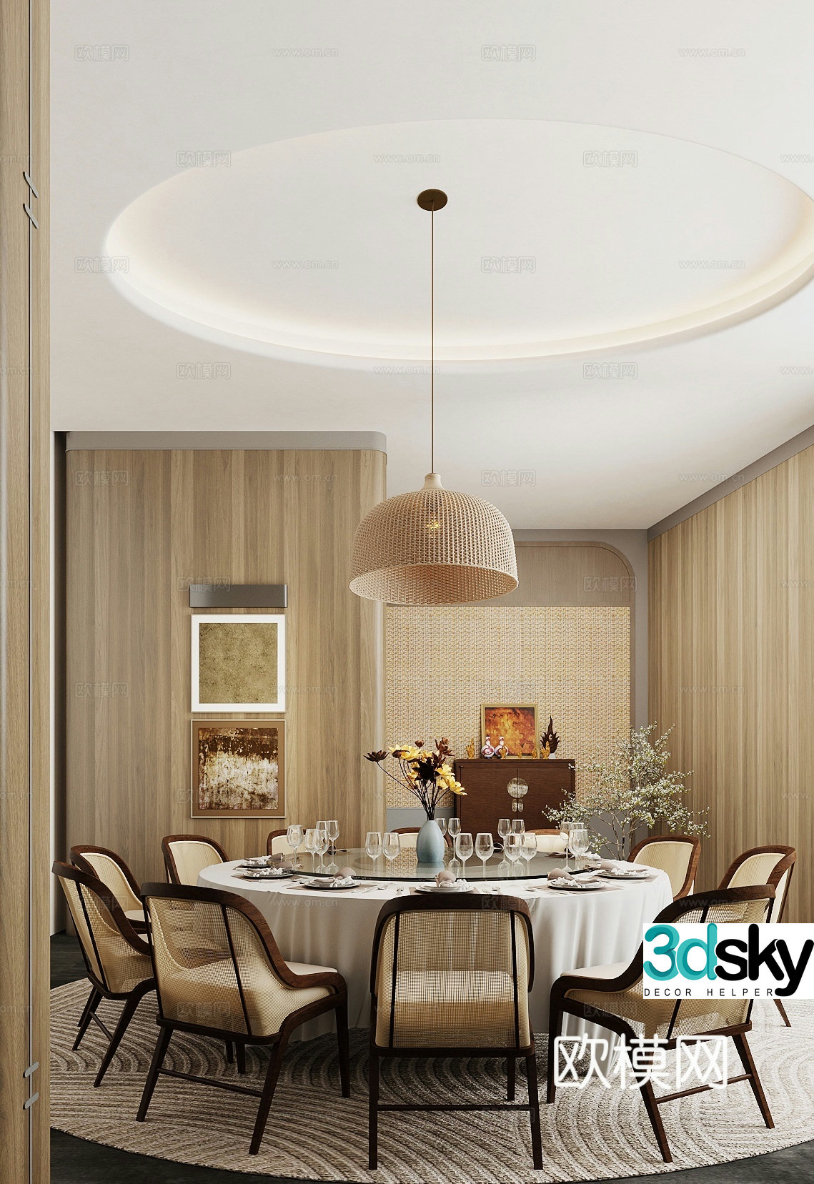 Chinese restaurant private room 3D model