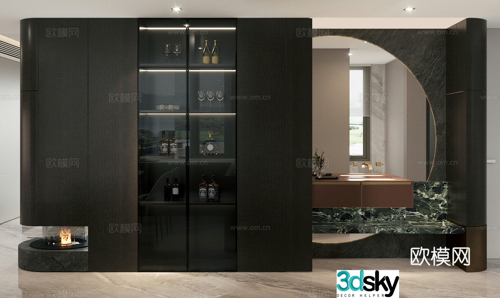 Modern wine cabinet finished wine cabinet glass wine cabinet 3D model