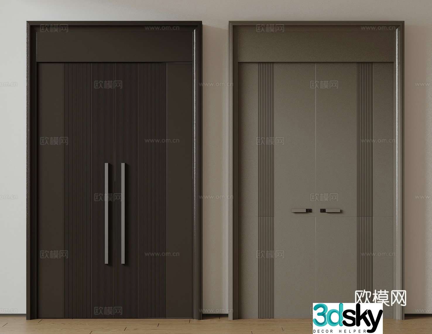 Modern double-opening door swing door entrance door security door top double-opening door main door mother and child door 3D model