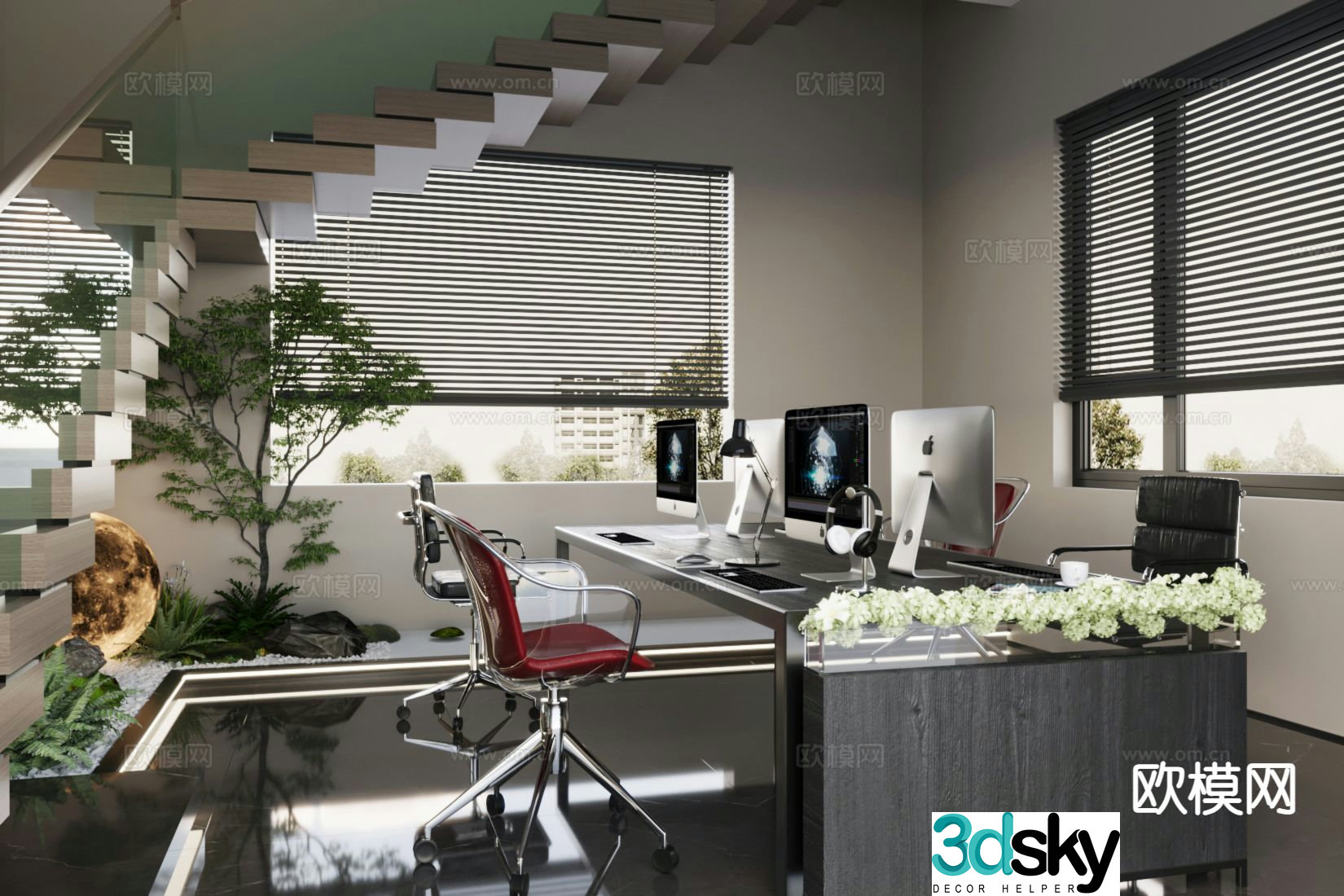 Modern public office 3d model