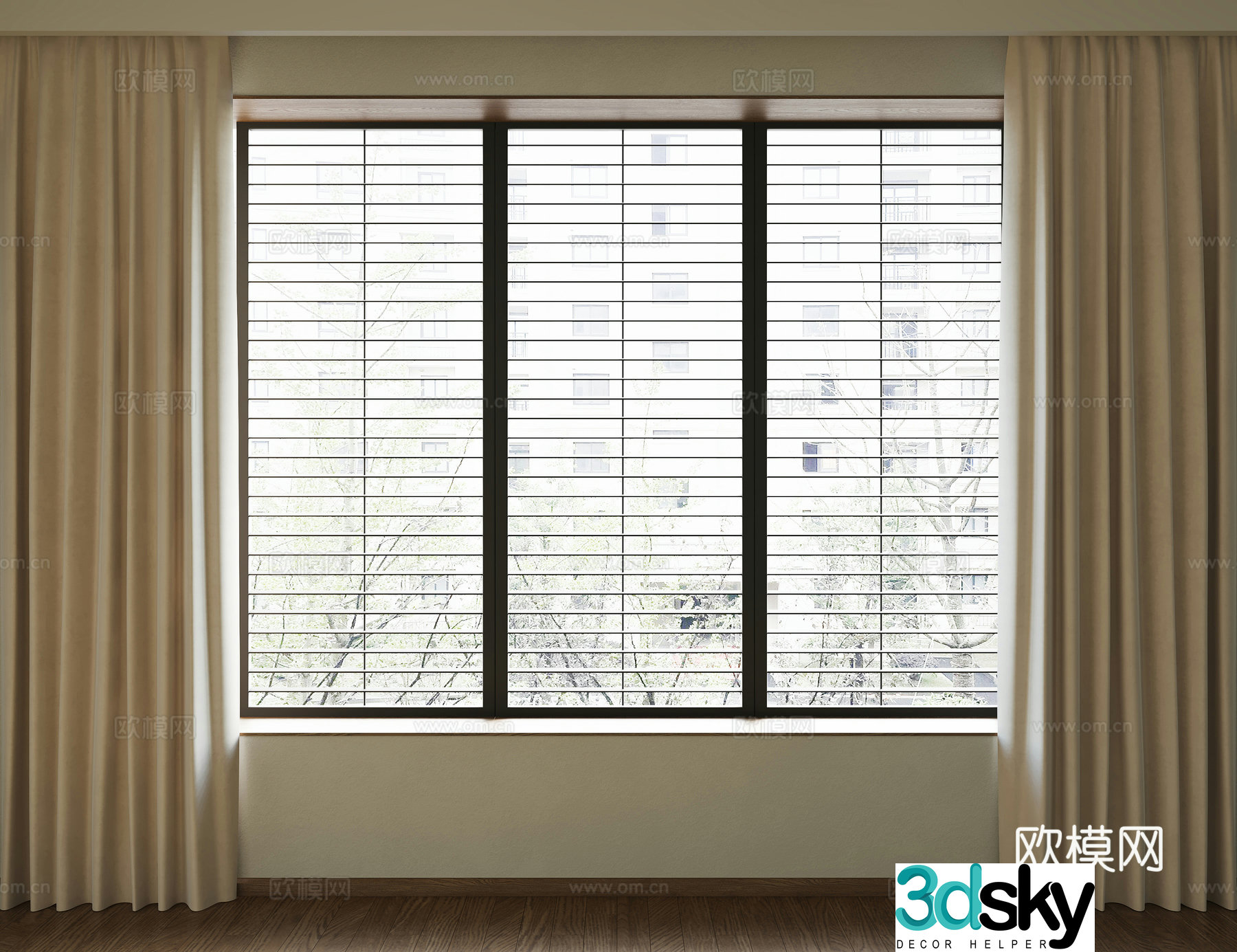 Middle-aged curtains Fabric curtains 3D model