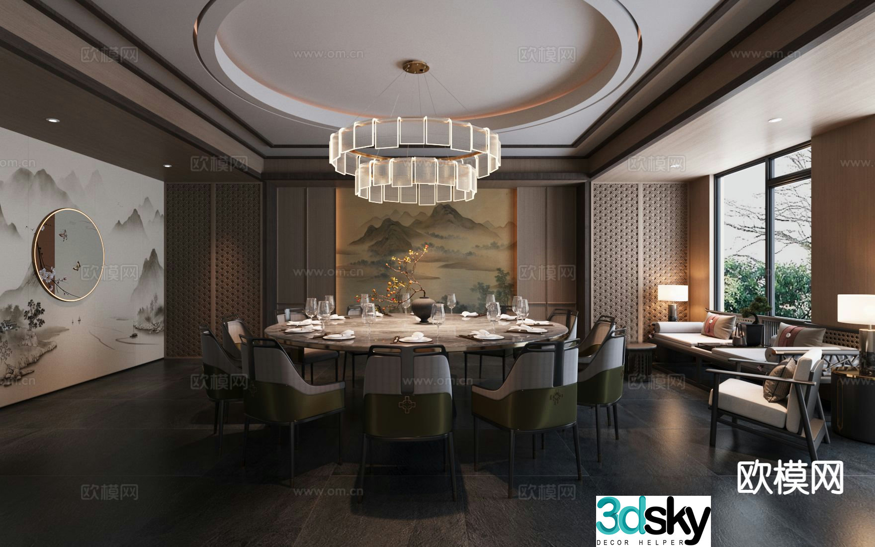 New Chinese restaurant private room 3D model