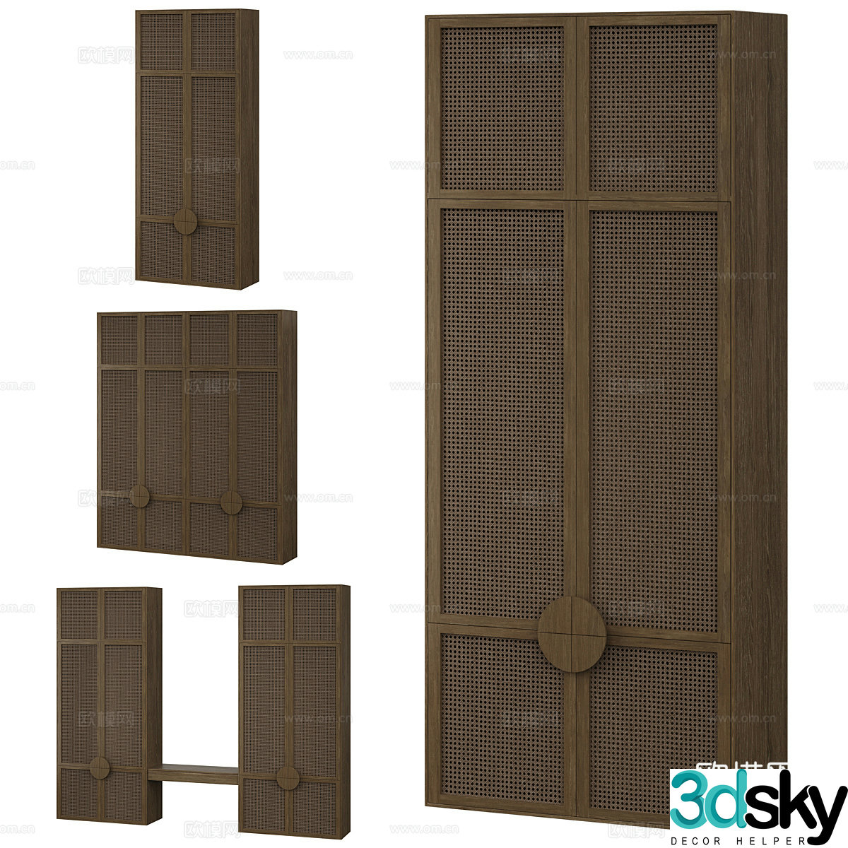 New Chinese style rattan wardrobe 3D model
