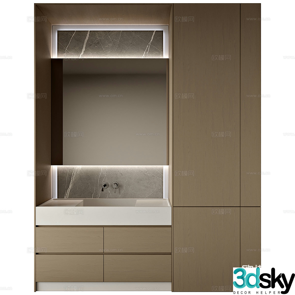Modern Italian minimalist bathroom cabinet washbasin cabinet 3d model