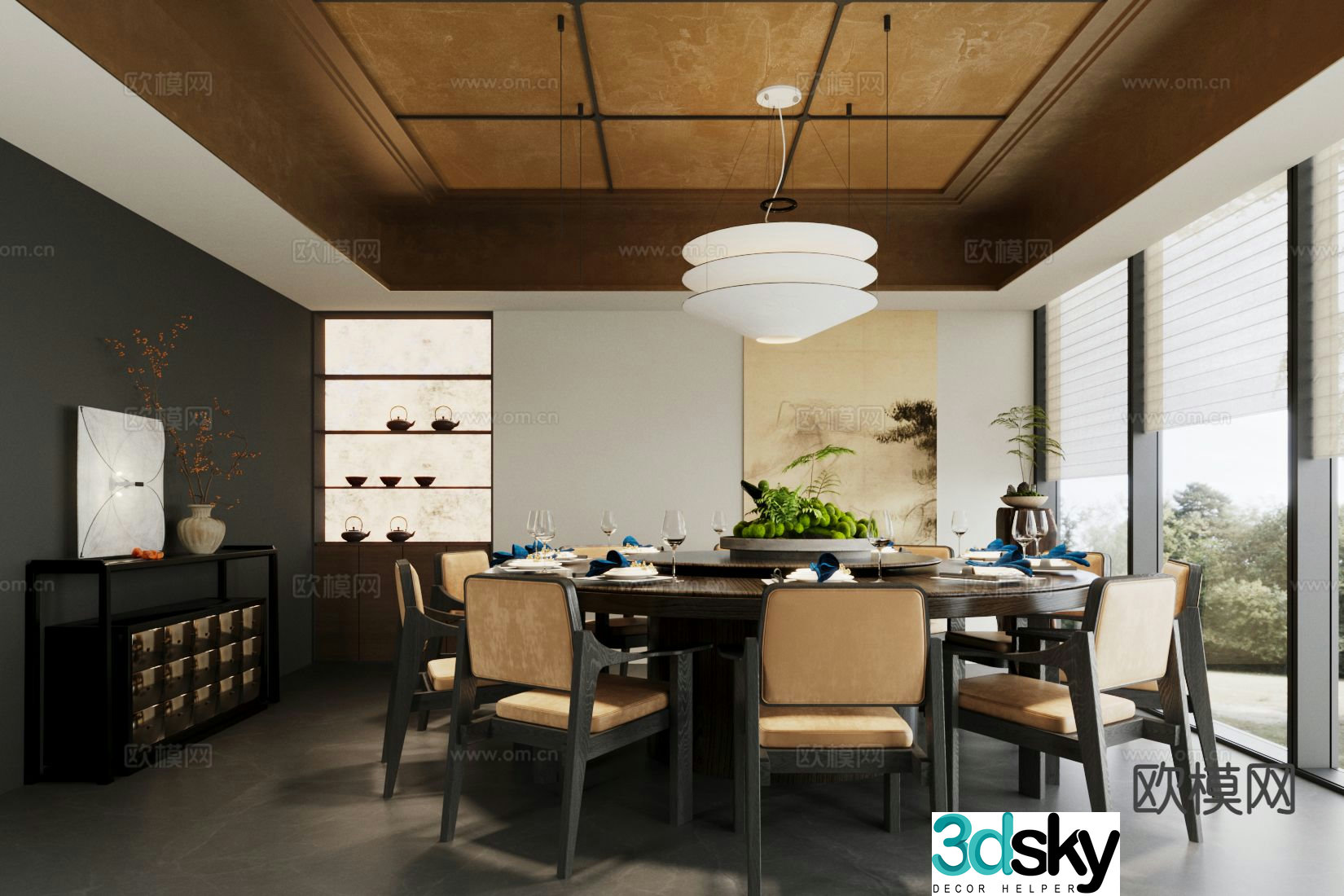 New Chinese-style private room Restaurant private room 3D model