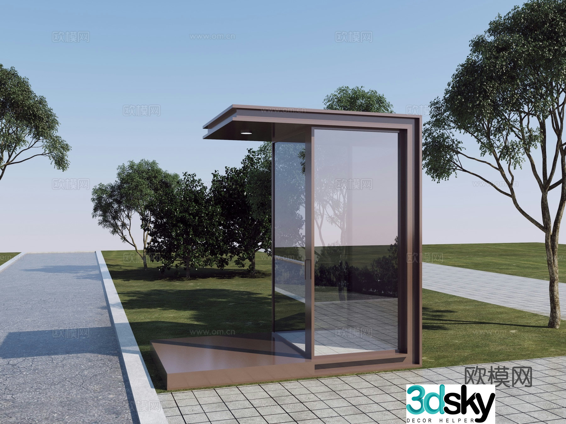 Modern small public building_boost_security booth_stand guard booth 3D model