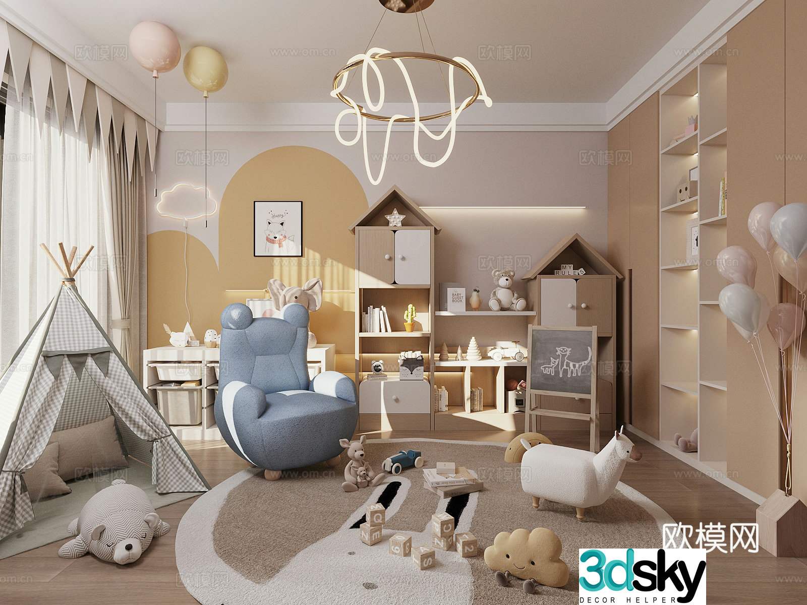 Modern children’s entertainment room Children’s entertainment room Children’s room Toy room Children’s locker Tent 3d model