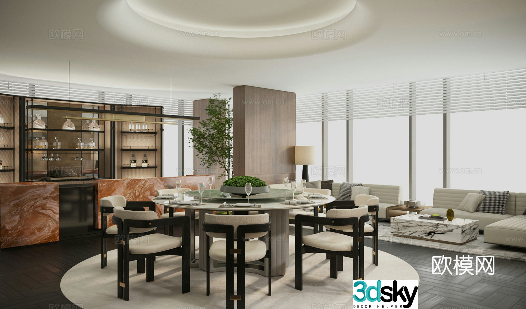 Chinese restaurant private room 3D model