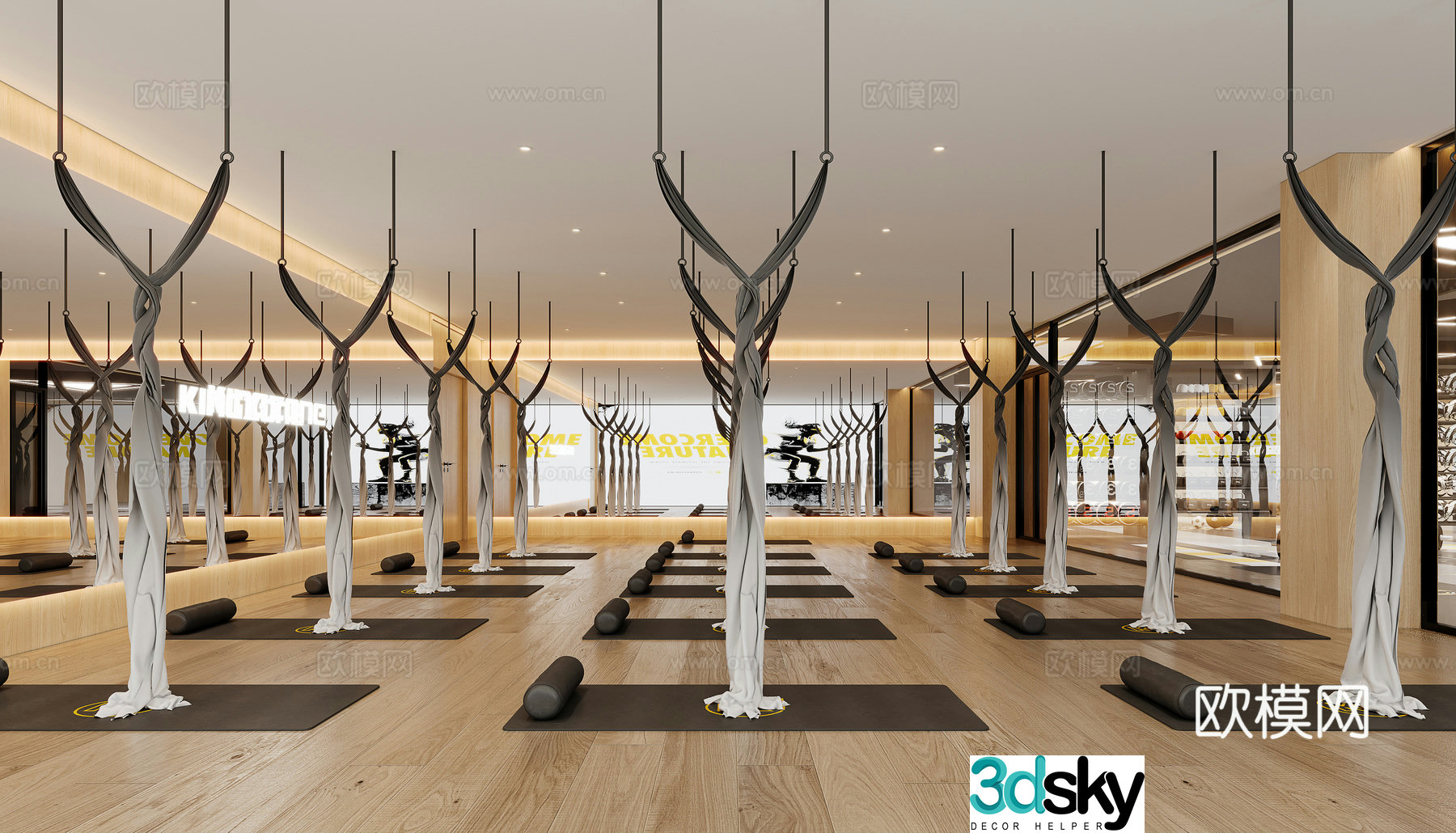 Modern fitness locker room 3d model