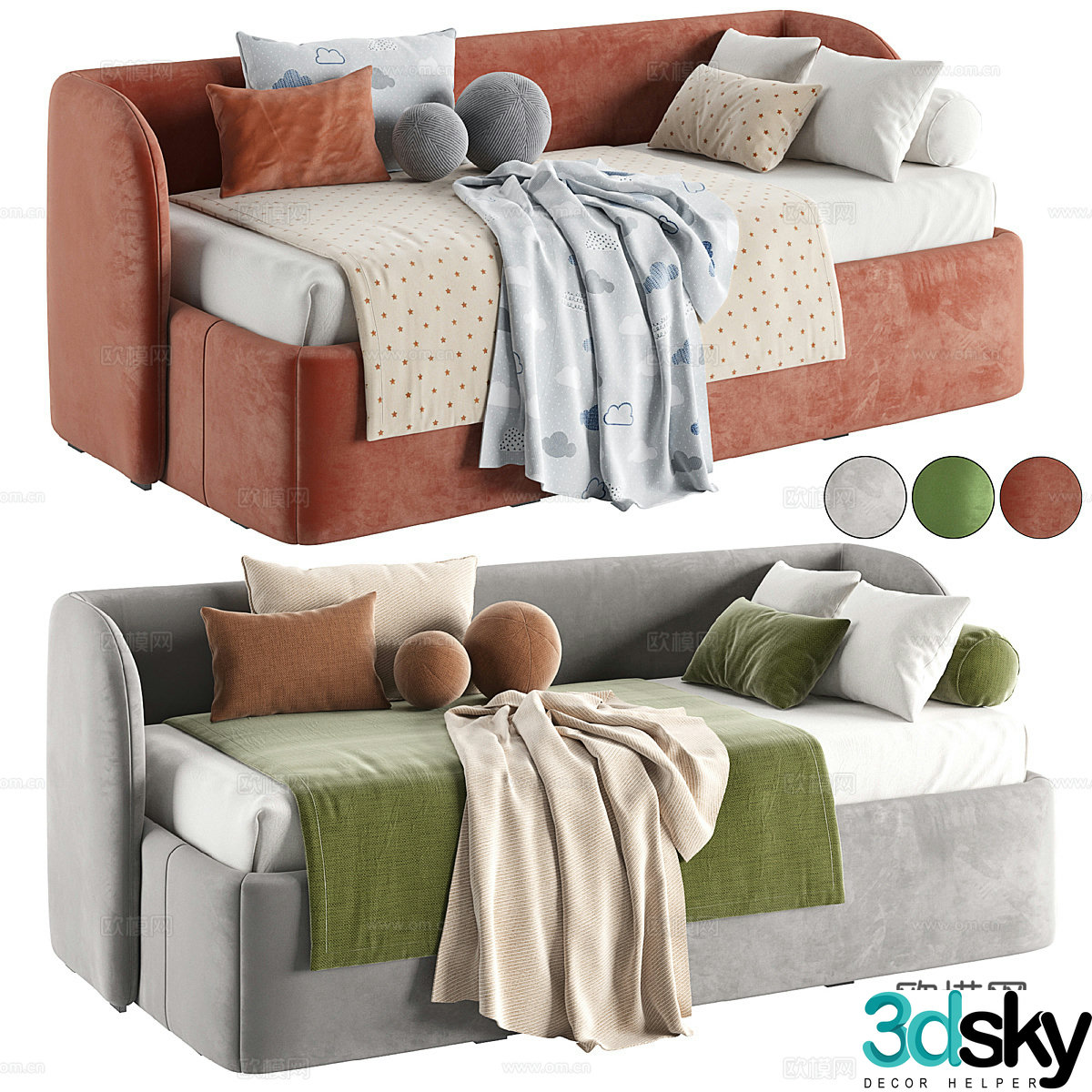 Three-person sofa 3d model
