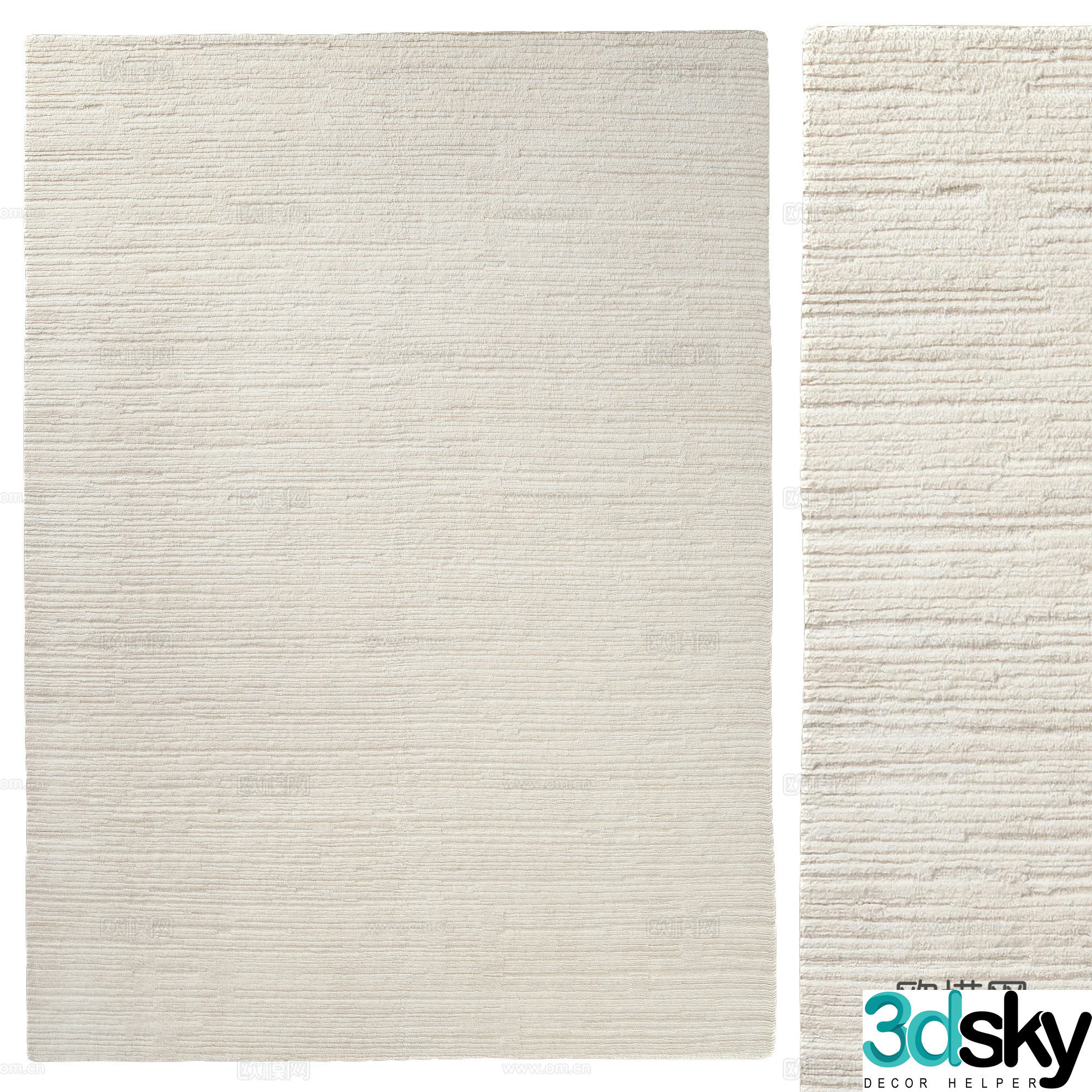 Modern Creamy Dara Wool Carpet 3D Model