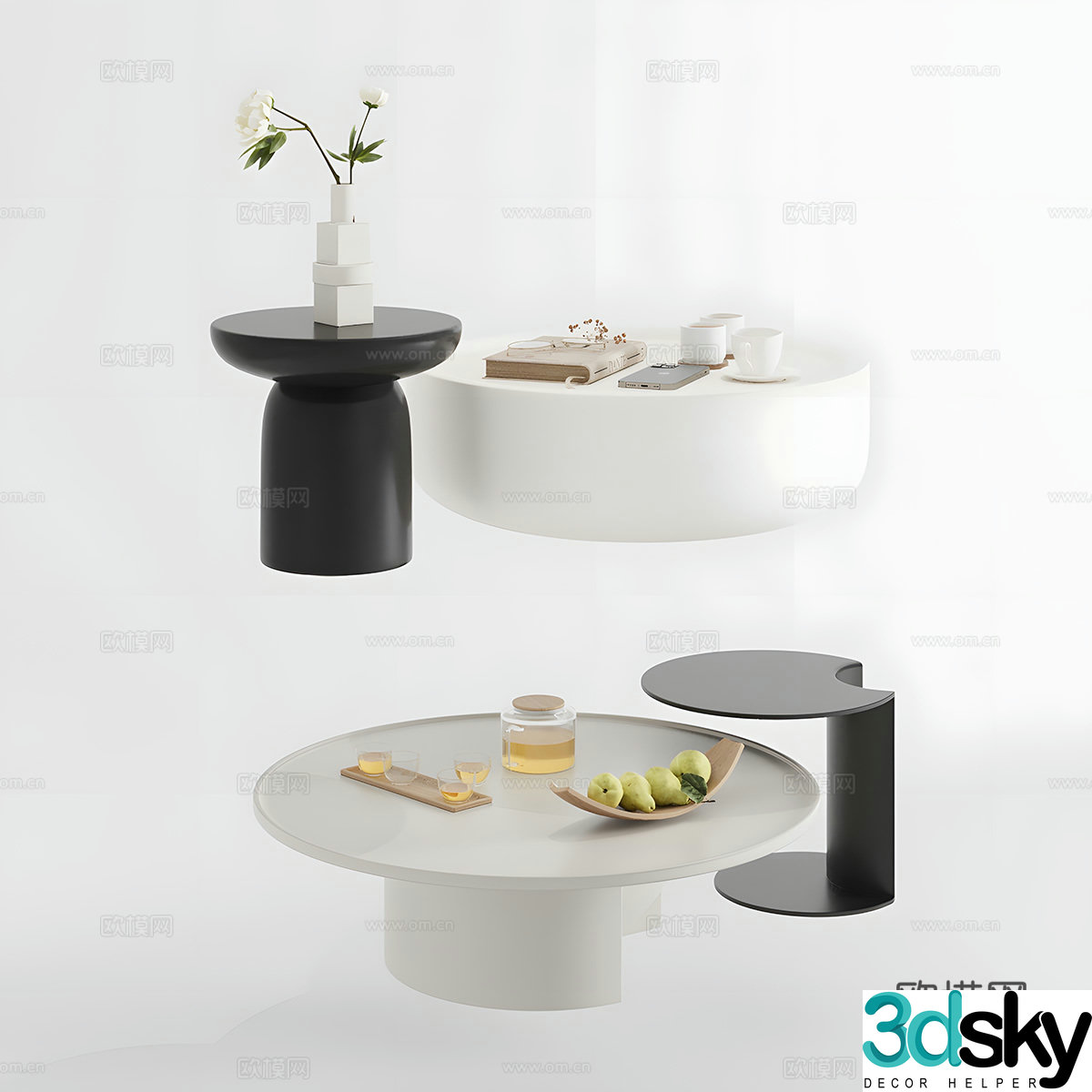 Modern coffee table special-shaped coffee table round coffee table 3D model