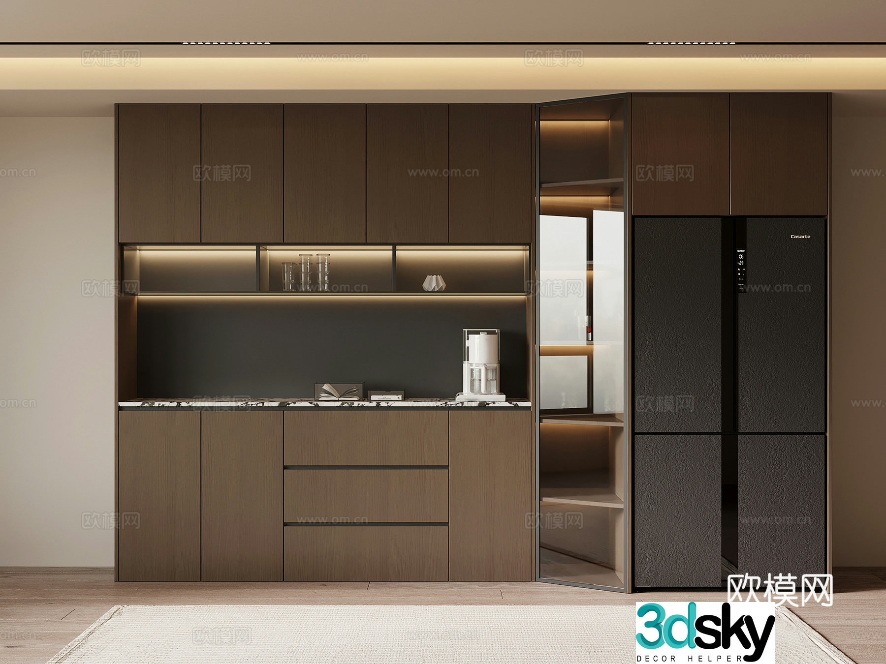 Italian minimalist wine cabinet sideboard 3D model