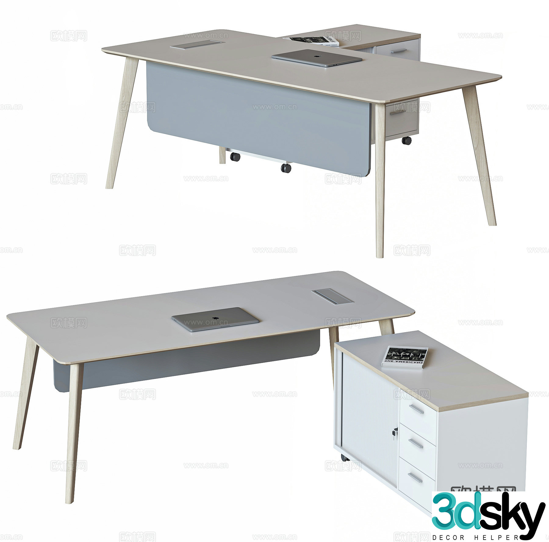 Modern office desk staff desk manager desk manager desk manager desk supervisor desk station station 3d model