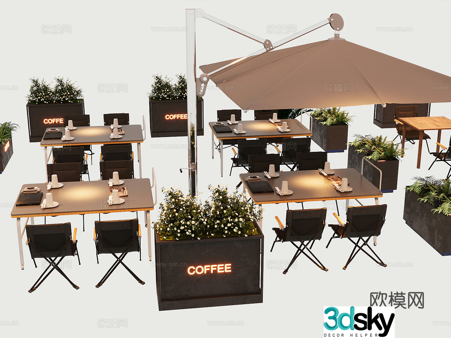 Outdoor table and chairs outdoor business 3D model
