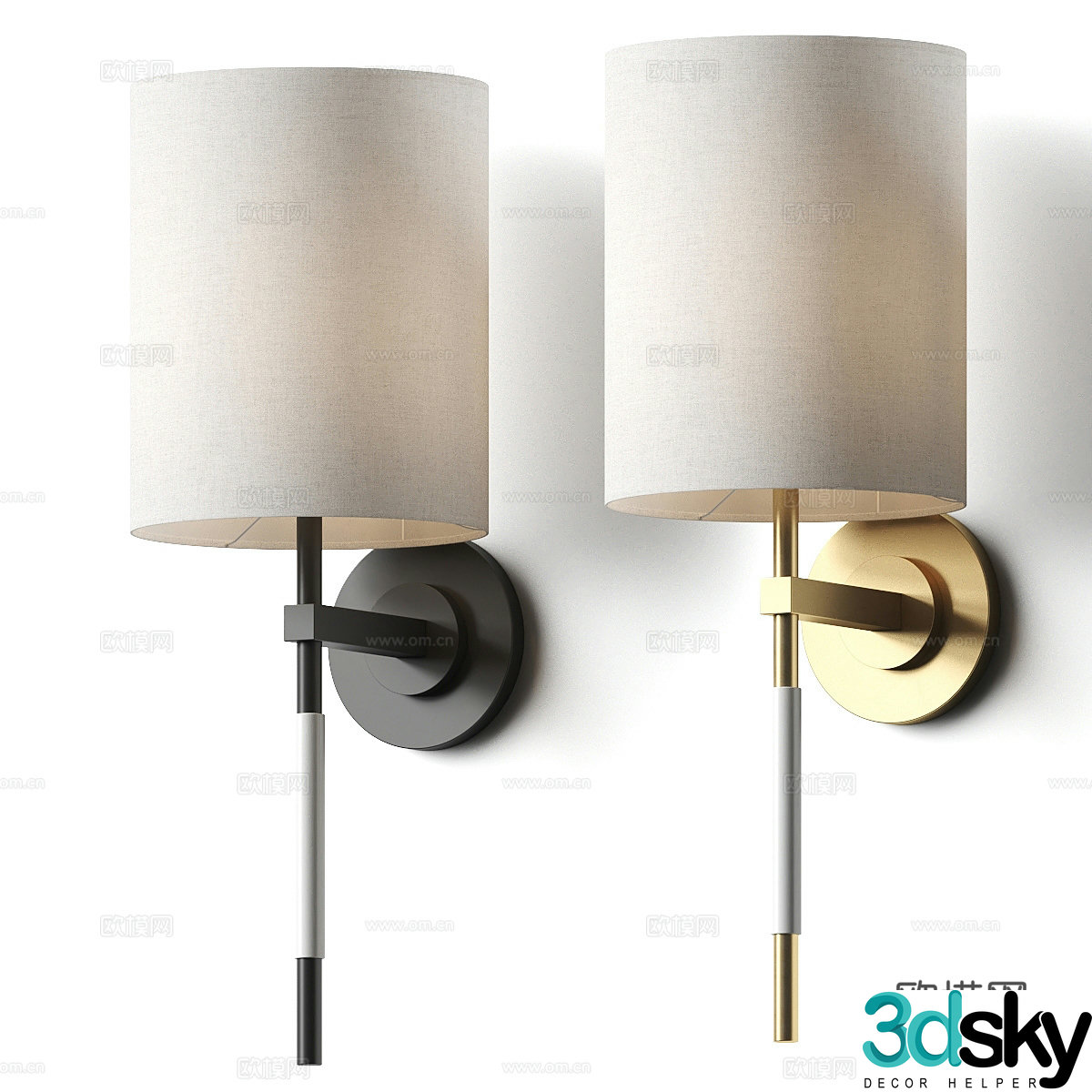 New Chinese style light luxury wall light 3D model