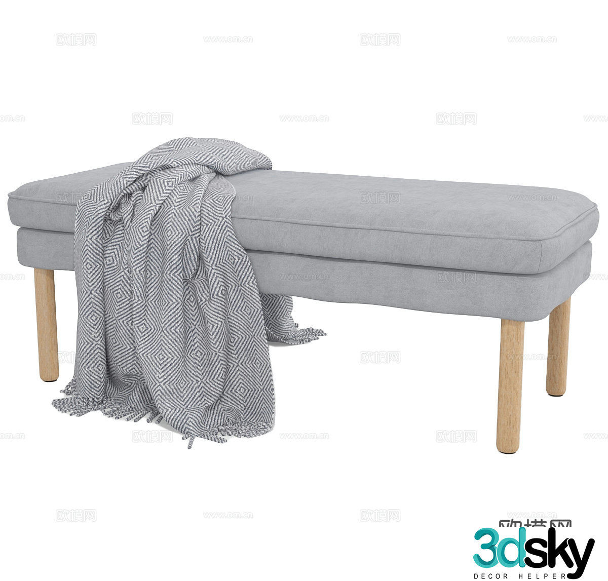 Fabric sofa stool Simple sofa stool Bed tail stool bench Shoe changing stool 3D model