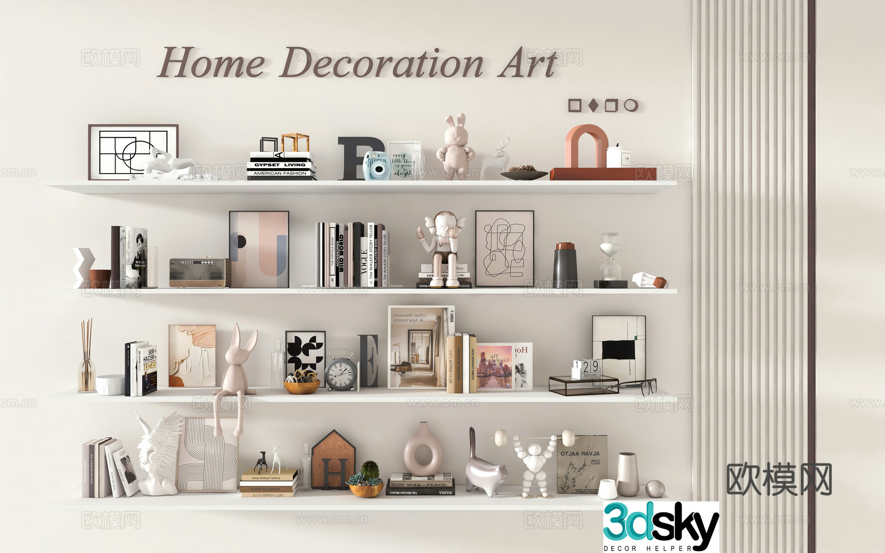Decorative ornaments combination Art ornaments sculpture ornaments Light luxury ornaments books and books Decorative hanging paintings 3D model