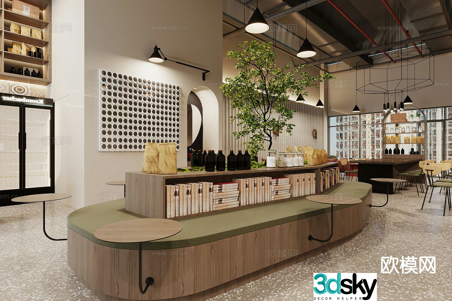 Modern cafe Book bar 3d model