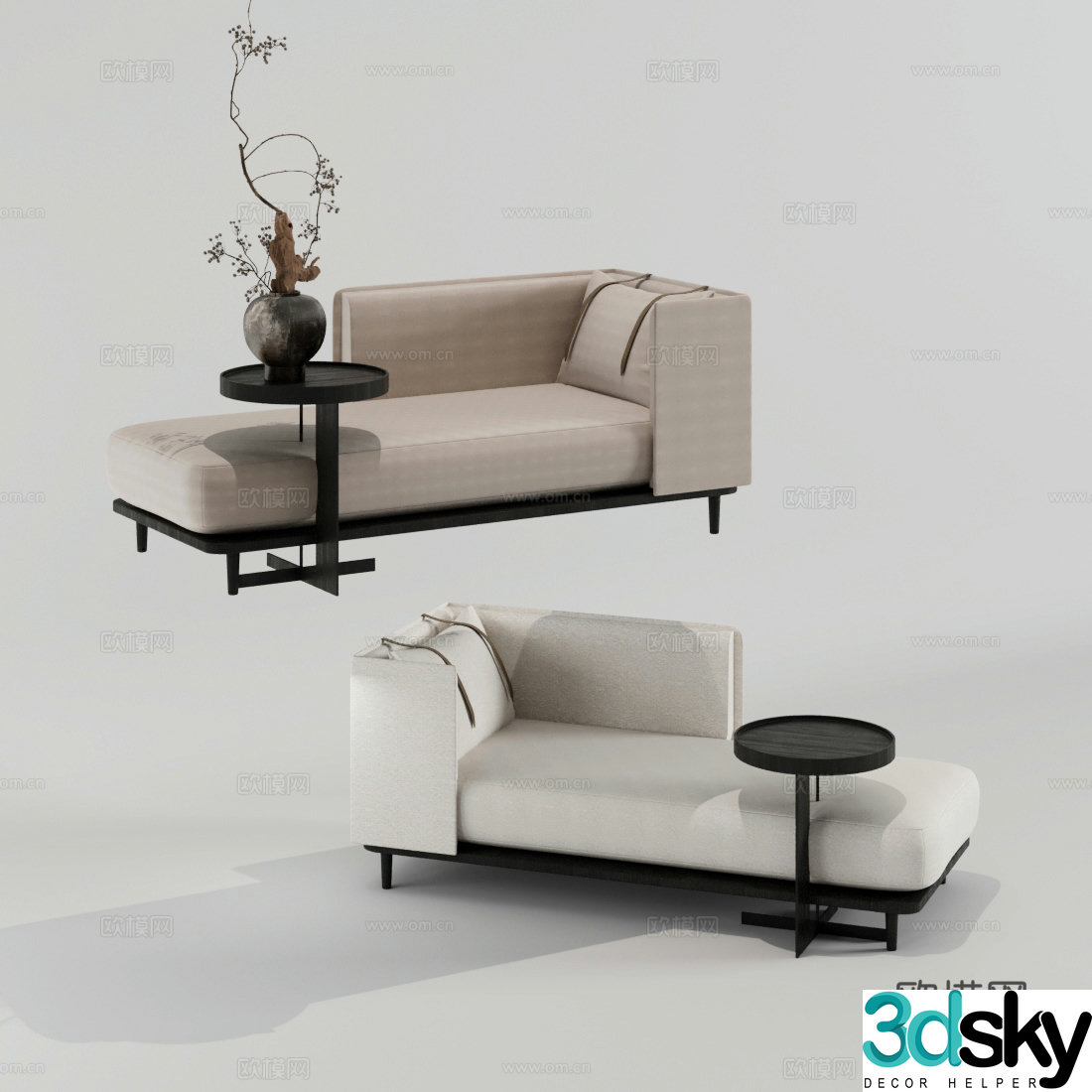 New Chinese style imperial concubine sofa imperial concubine chaise longue 3D model