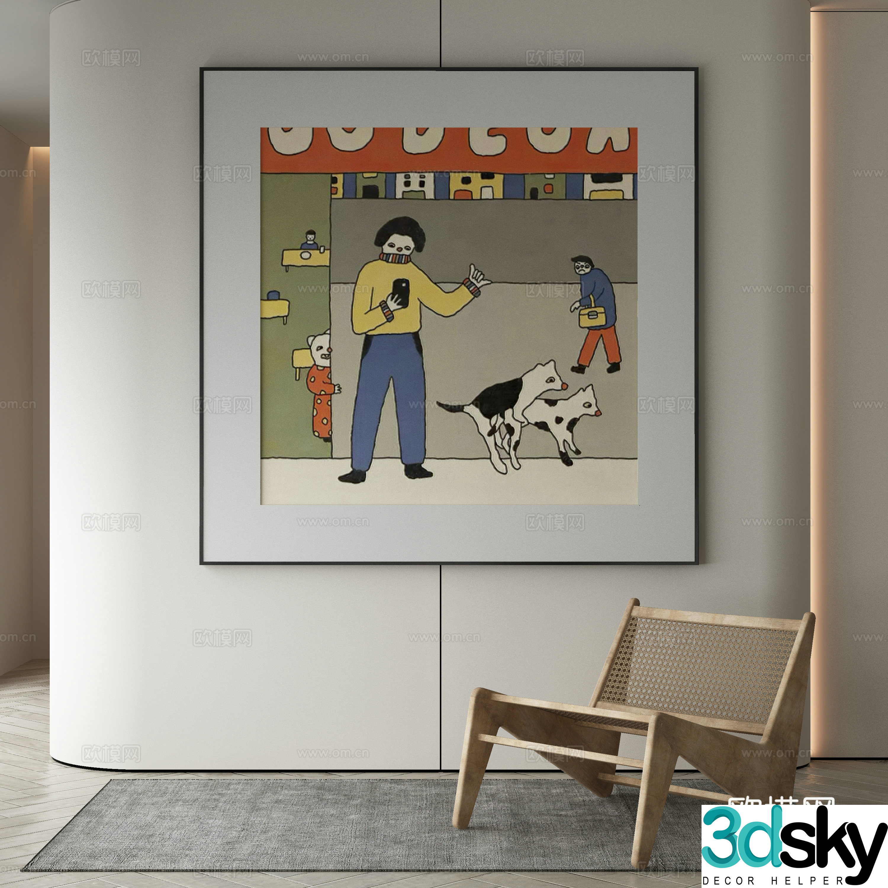 Wasabi hanging painting oil painting 3d model